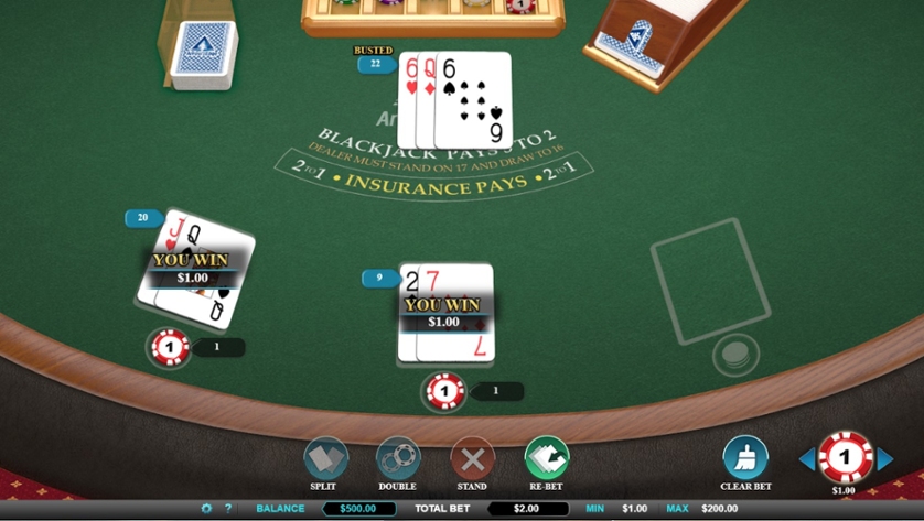 Blackjack con varias manos