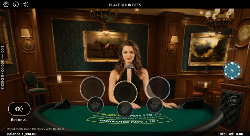 Blackjack rápido de varias manos con Rachel