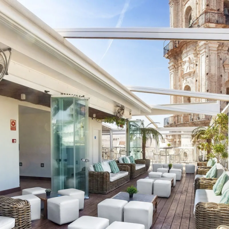 The Fashion Terrace in Malaga with a view to the Torre de San Juan: perfect to see the sunset