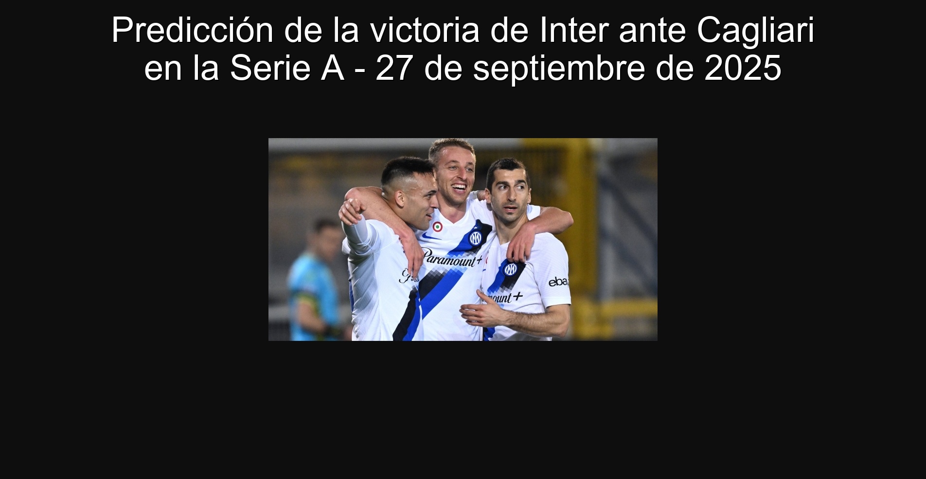 Interdiction of Inter Cagliari's victory in series A - September 27, 2025