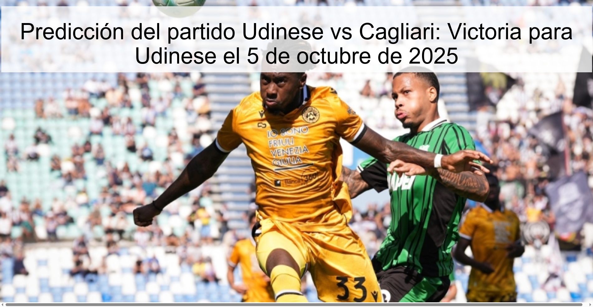 Predicción del partido Udinese vs Cagliari: Victoria para Udinese el 5 de octubre de 2025