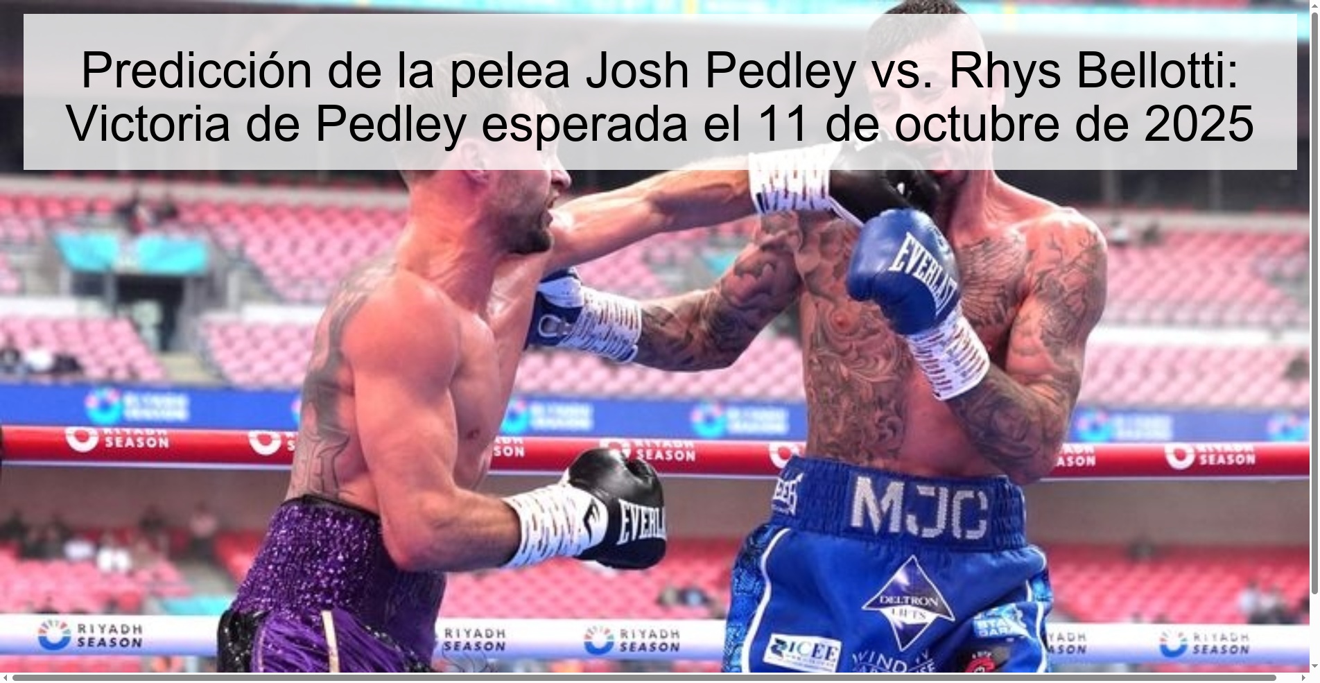 Josh Pedley vs. Fight Prediction Rhys Bellotti: Pedley victory expected on October 11, 2025