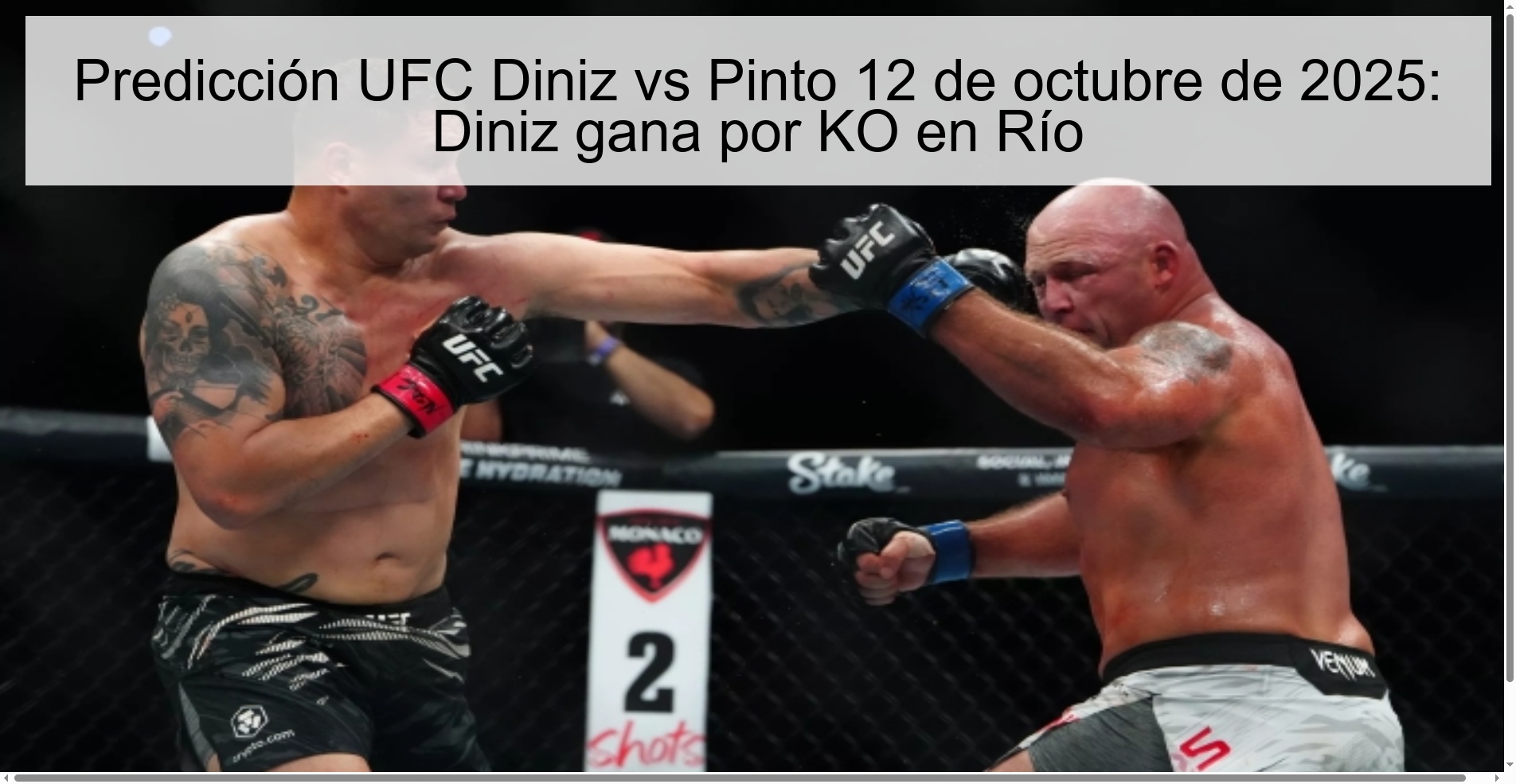 UFC Diniz vs Pinto Prediction October 12, 2025: Diniz wins by KO in Rio