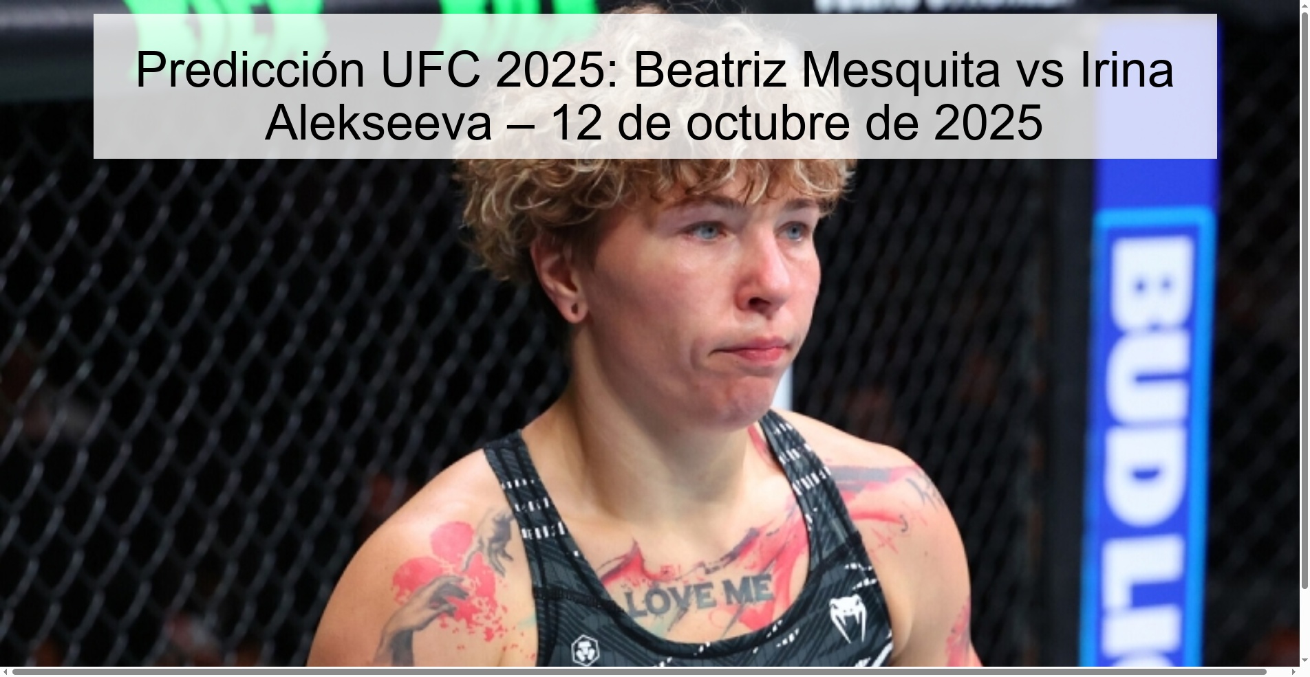 UFC 2025 Prediction: Beatriz Mesquita vs Irina Alekseeva – October 12, 2025