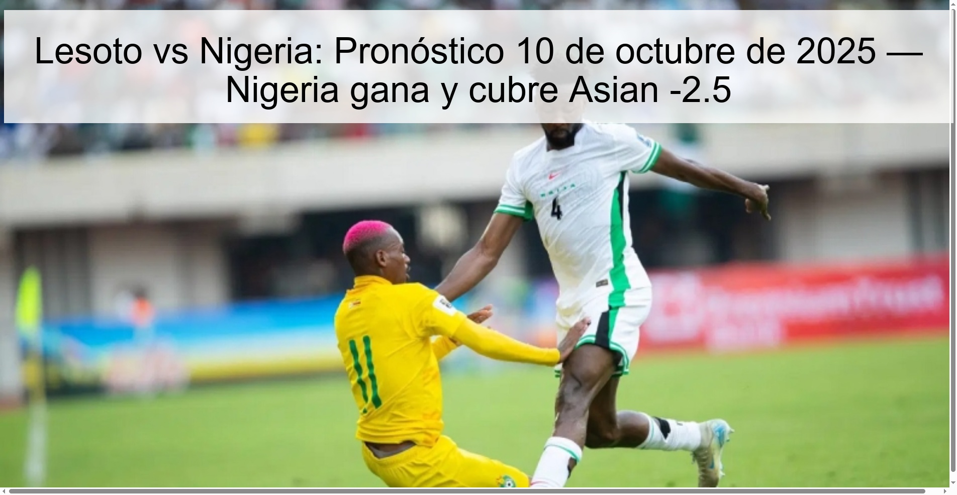 Lesotho vs Nigeria: Prediction October 10, 2025 — Nigeria wins and covers Asian -2.5