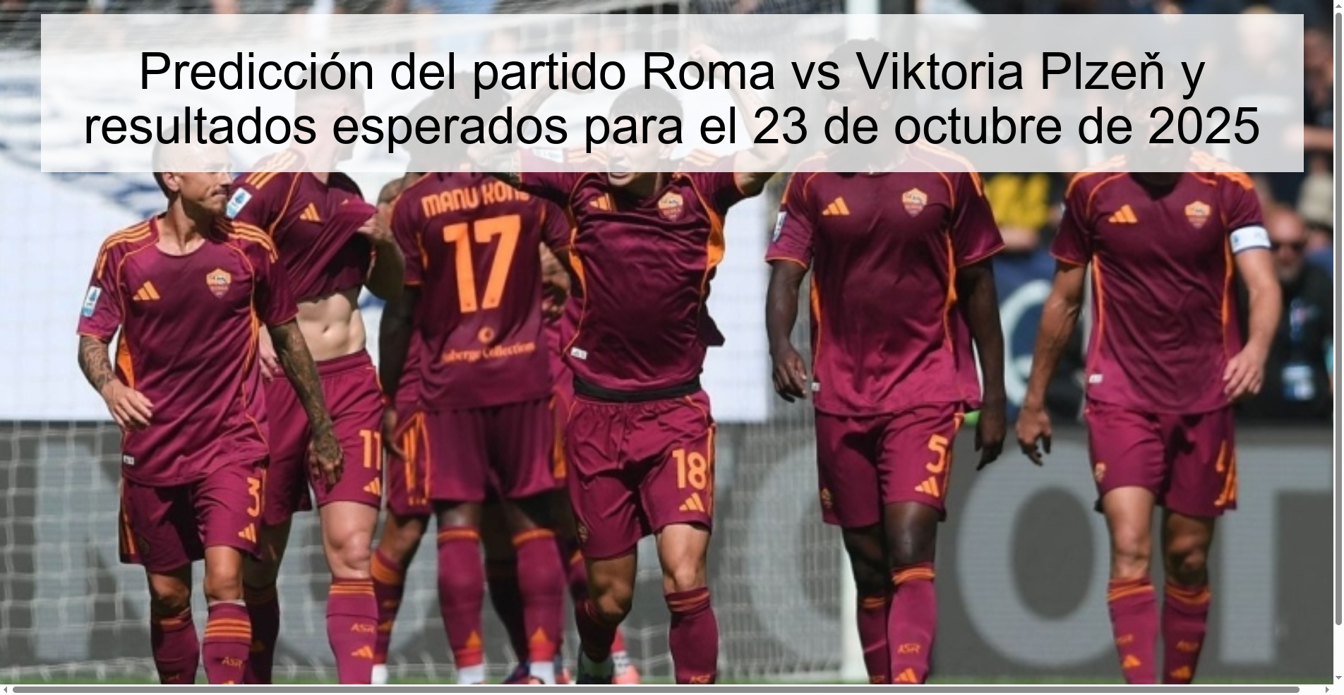 Roma vs Viktoria Plzeň match prediction and expected results for October 23, 2025