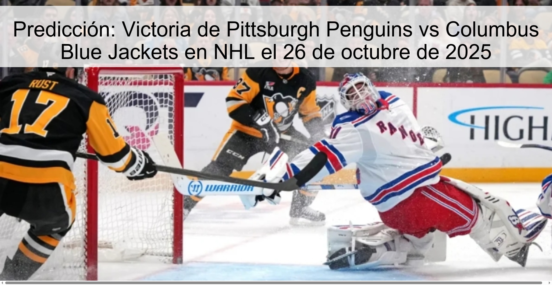 Prediction: Victory for Pittsburgh Penguins vs Columbus Blue Jackets in NHL on October 26, 2025