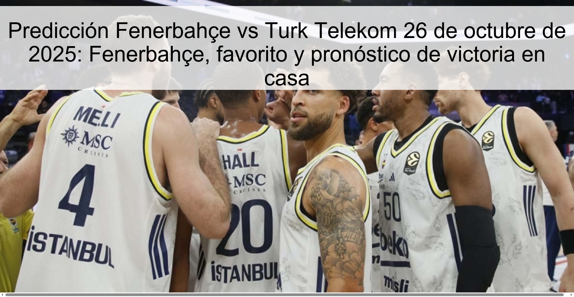 Fenerbahçe vs Turk Telekom Prediction October 26, 2025: Fenerbahçe, favorite and home win prediction 1 316479