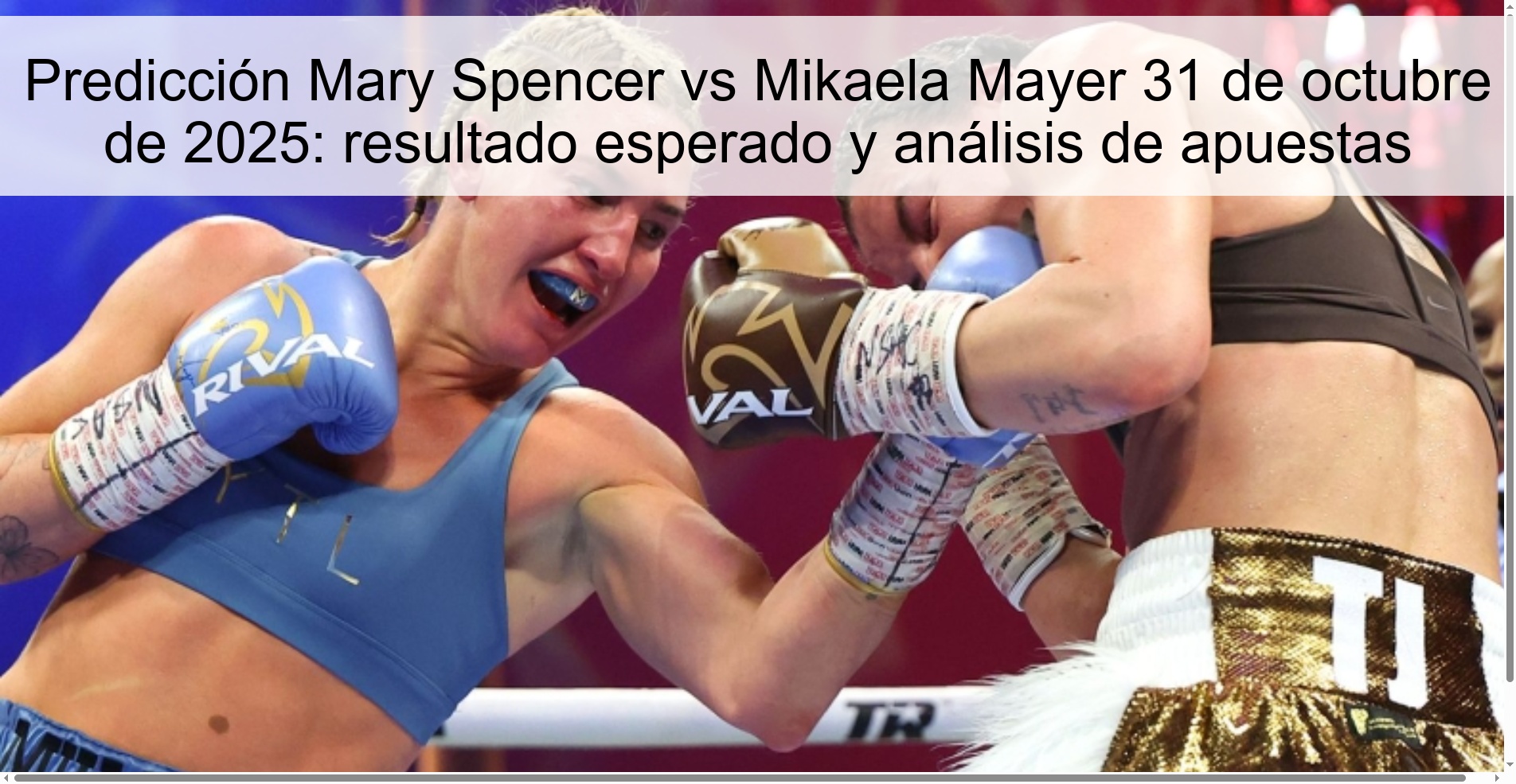 Predicción Mary Spencer vs Mikaela Mayer 31 de octubre de 2025: resultado esperado y análisis de apuestas 1 318423