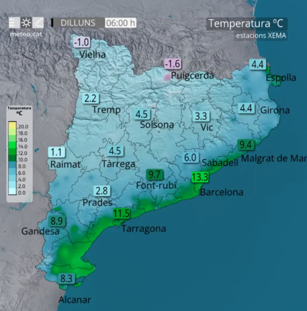 Temperatures plummet in Catalonia and Meteocat predicts a drastic change in weather from this day 2 Image of the temperatures in Catalonia this Monday, October 27