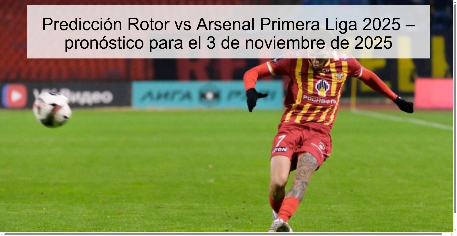 Rotor vs Arsenal First League 2025 prediction – prediction for November 3, 2025 1 319556