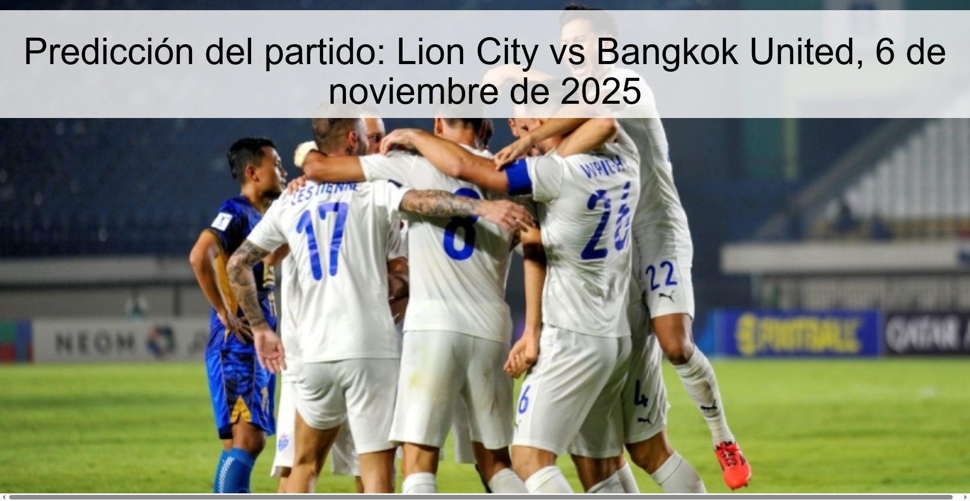 Match Prediction: Lion City vs Bangkok United, November 6, 2025 1 320737