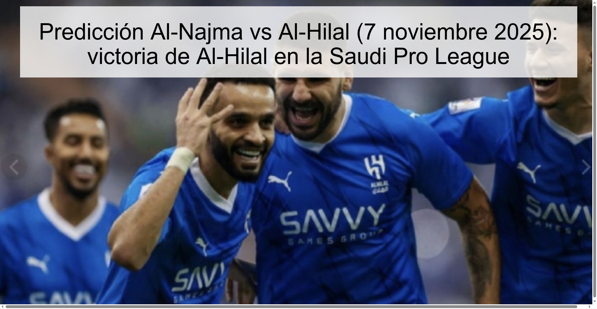 Al-Najma vs Al-Hilal Prediction (November 7, 2025): Al-Hilal victory in the Saudi Pro League 1 321168