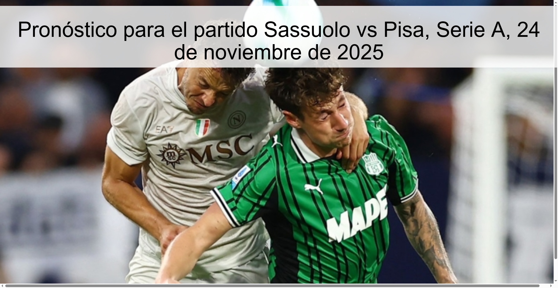 Pronóstico para el partido Sassuolo vs Pisa, Serie A, 24 de noviembre de 2025 1 326456