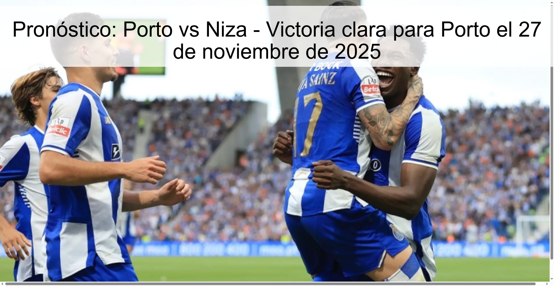 Pronóstico: Porto vs Niza - Victoria clara para Porto el 27 de noviembre de 2025 1 327531
