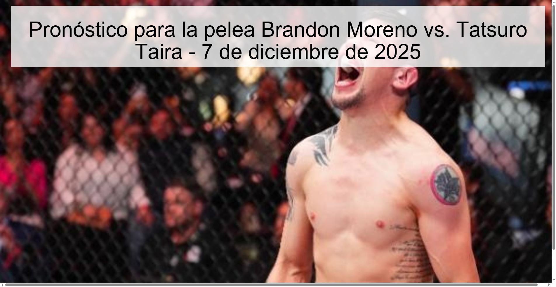 Prediction for the fight Brandon Moreno vs. Tatsuro Taira – December 7, 2025