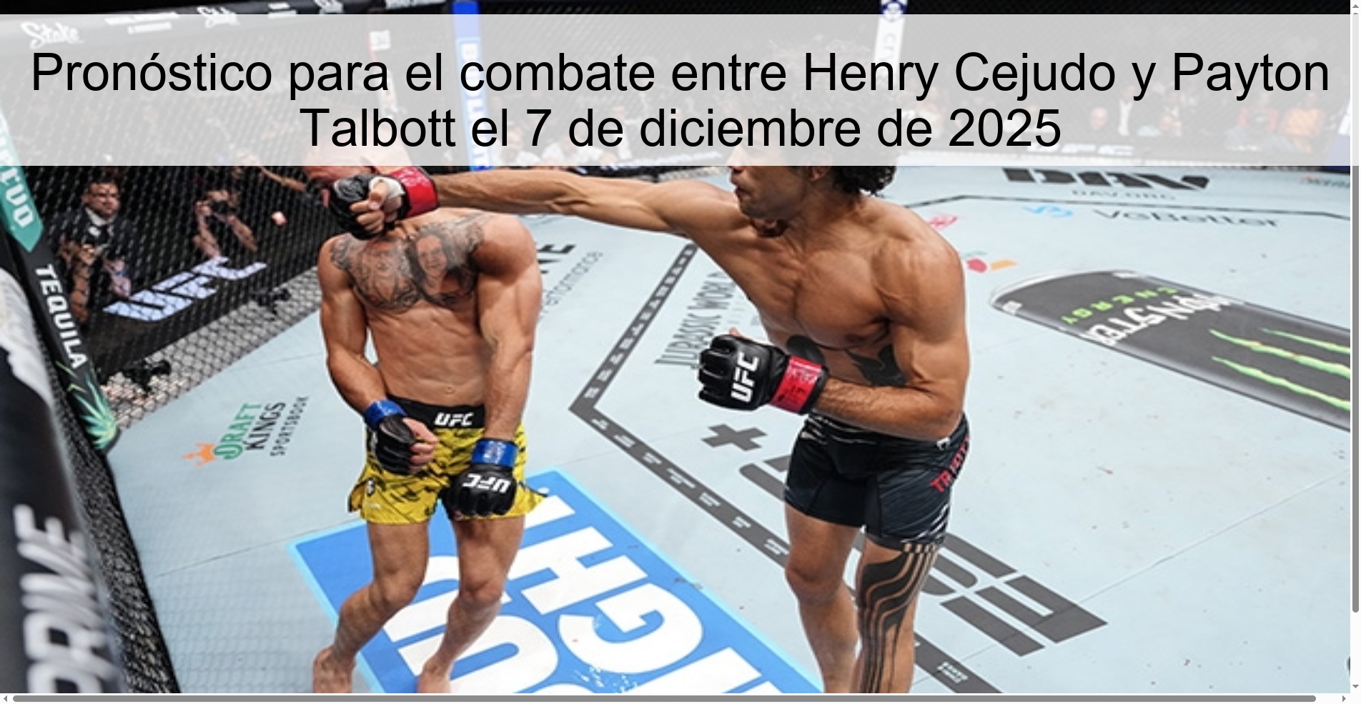 Pronóstico para el combate entre Henry Cejudo y Payton Talbott el 7 de diciembre de 2025 Pronóstico para el combate entre Henry Cejudo y Payton Talbott el 7 de diciembre de 2025