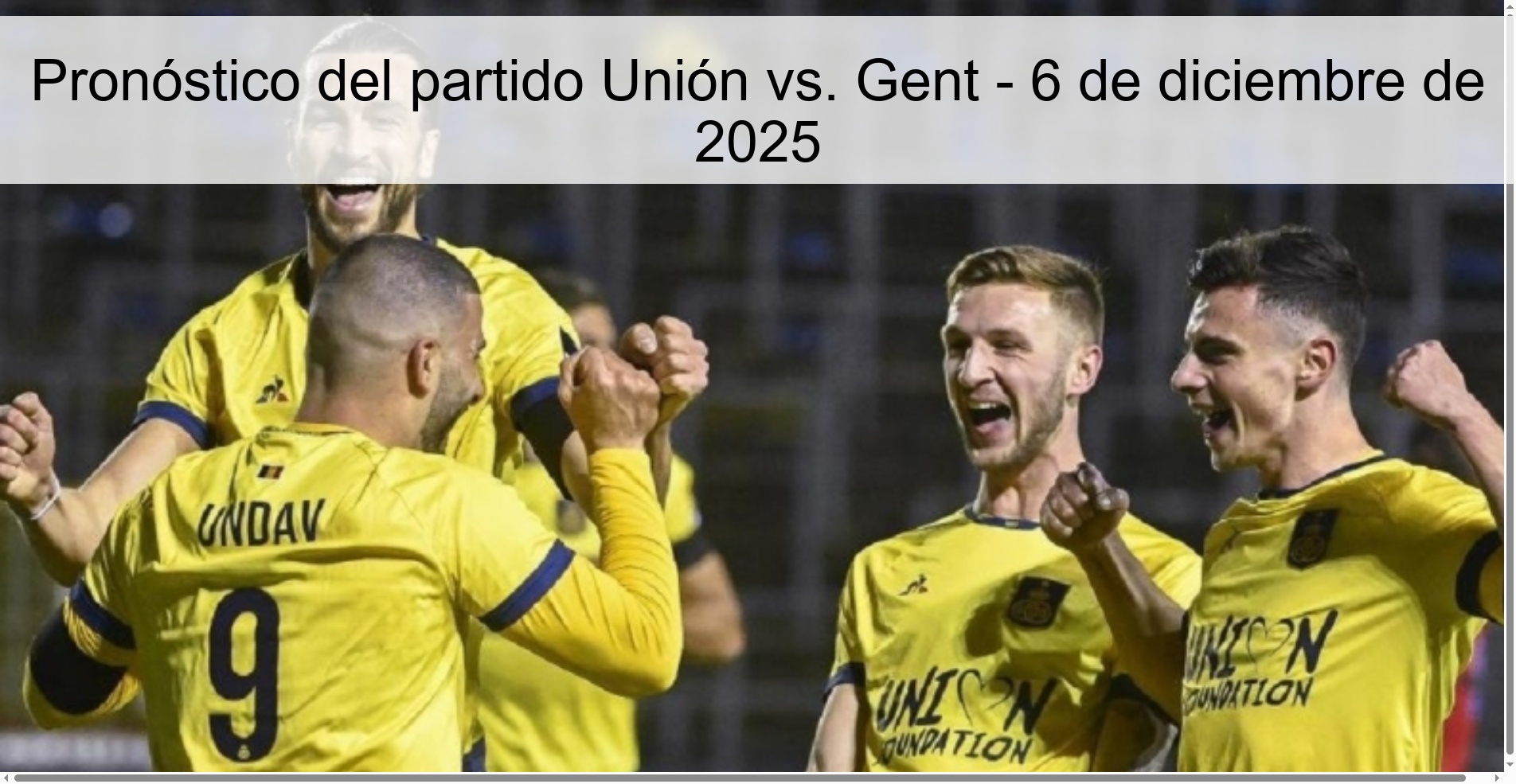 Union vs. match prediction Gent - December 6, 2025
