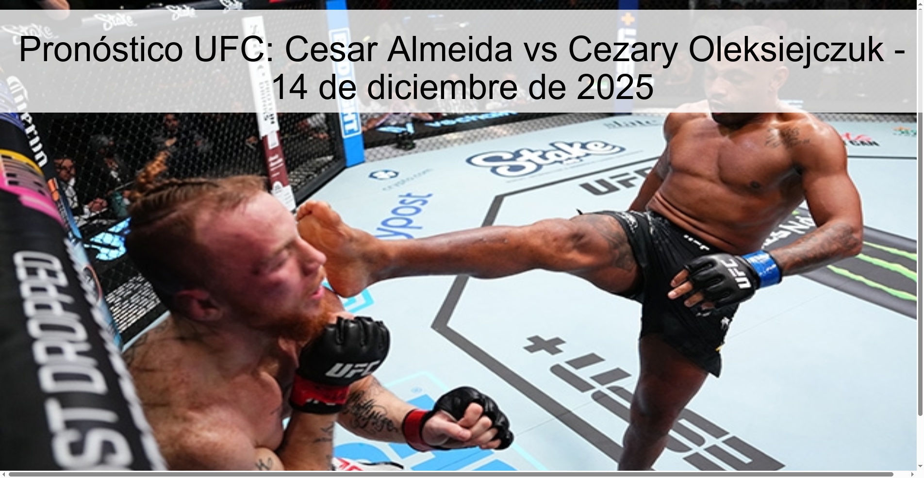 UFC Prediction: Cesar Almeida vs Cezary Oleksiejczuk - December 14, 2025
