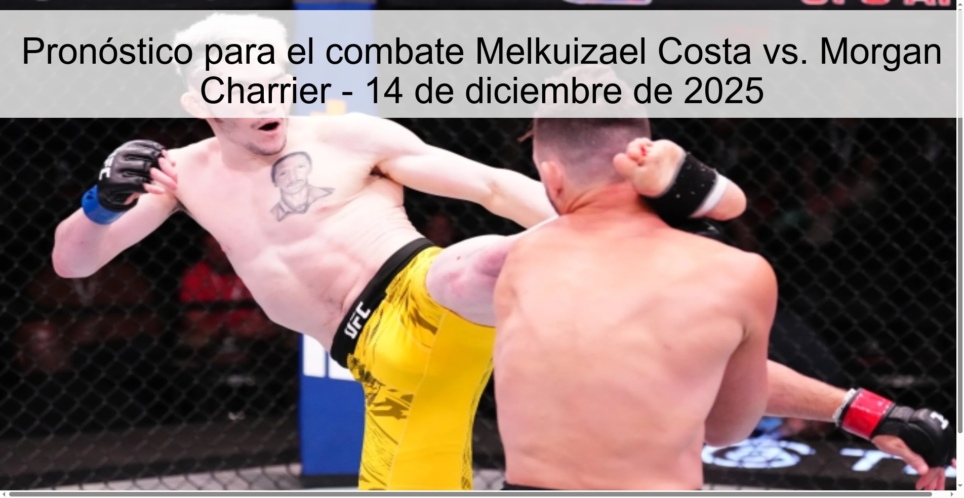 Prediction for the fight Melkuizael Costa vs. Morgan Charrier – December 14, 2025