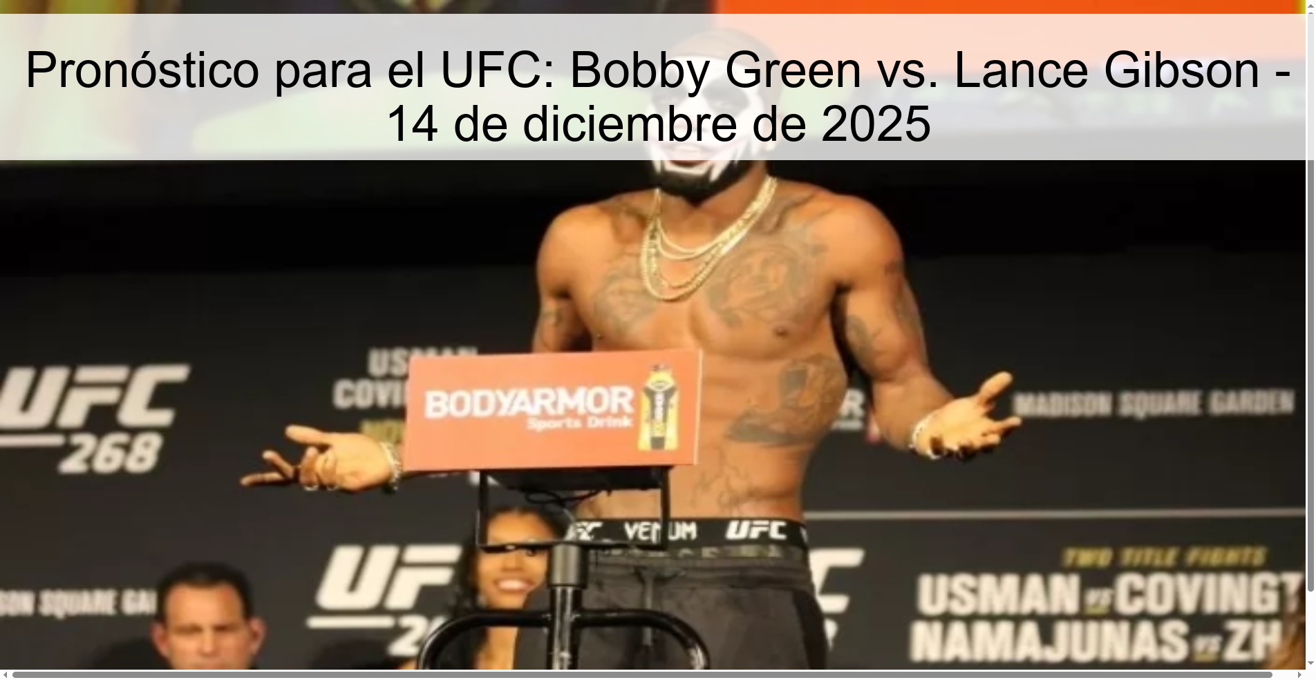 Prediction for the UFC: Bobby Green vs. Lance Gibson – December 14, 2025