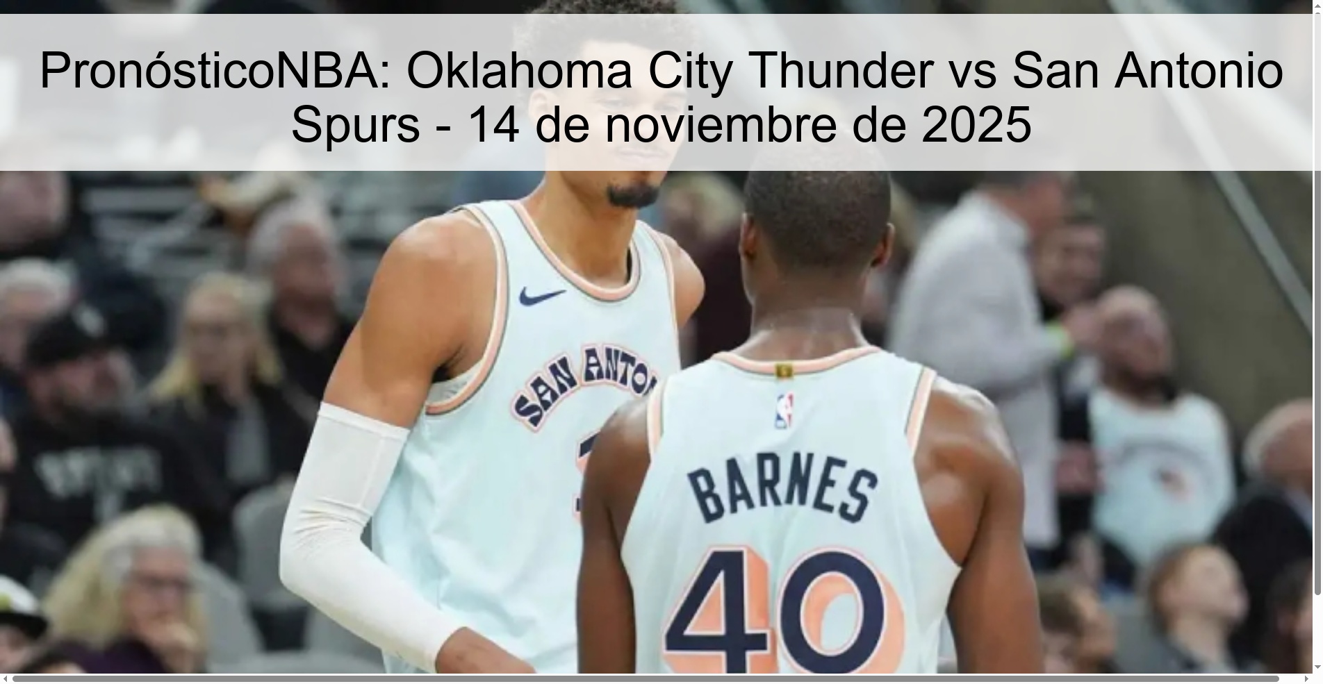 NBA Prediction: Oklahoma City Thunder vs San Antonio Spurs - November 14, 2025