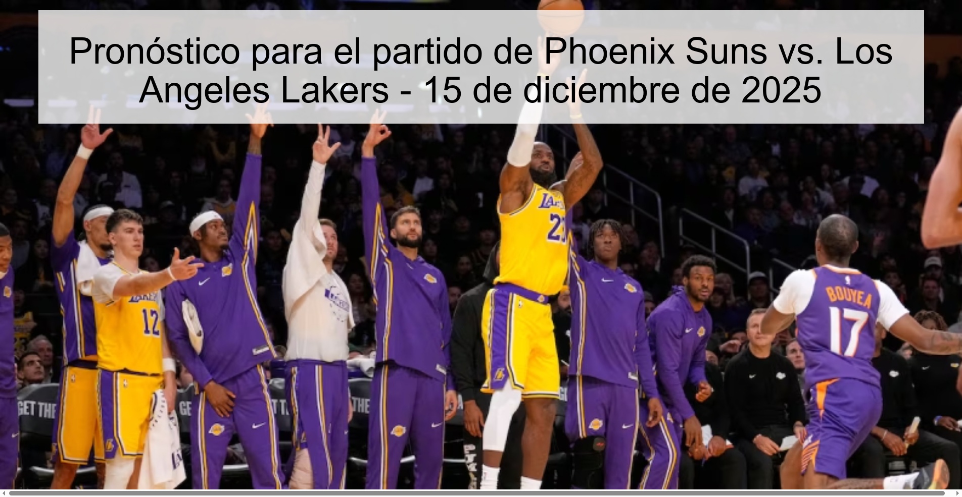 Prediction for the Phoenix Suns vs. Los Angeles Lakers - December 15, 2025