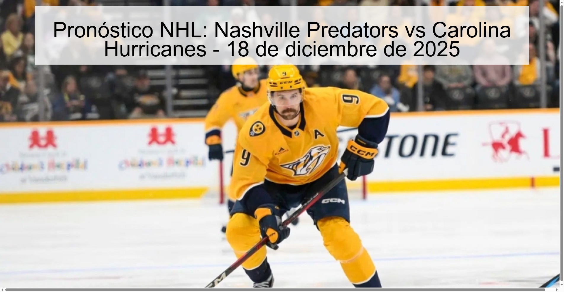 Pronóstico NHL: Nashville Predators vs Carolina Hurricanes - 18 de diciembre de 2025 Pronóstico NHL: Nashville Predators vs Carolina Hurricanes - 18 de diciembre de 2025