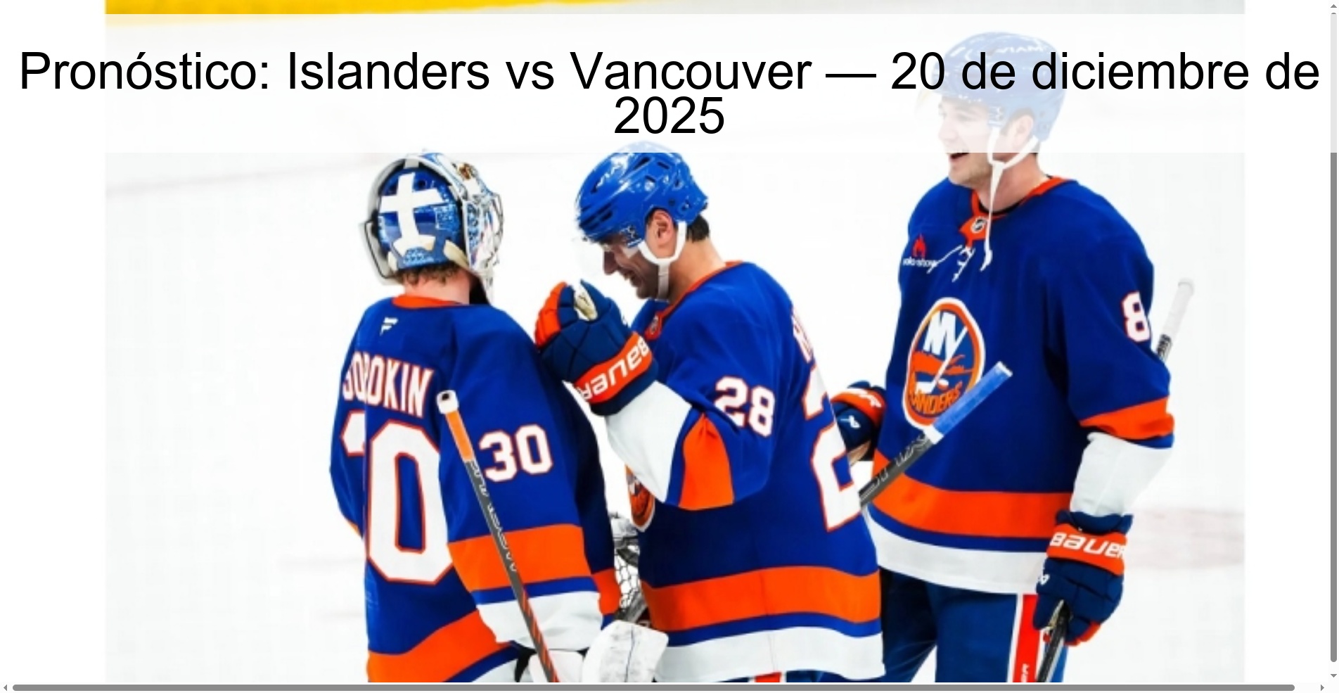 Pronóstico: Islanders vs Vancouver — 20 de diciembre de 2025 Pronóstico: Islanders vs Vancouver — 20 de diciembre de 2025