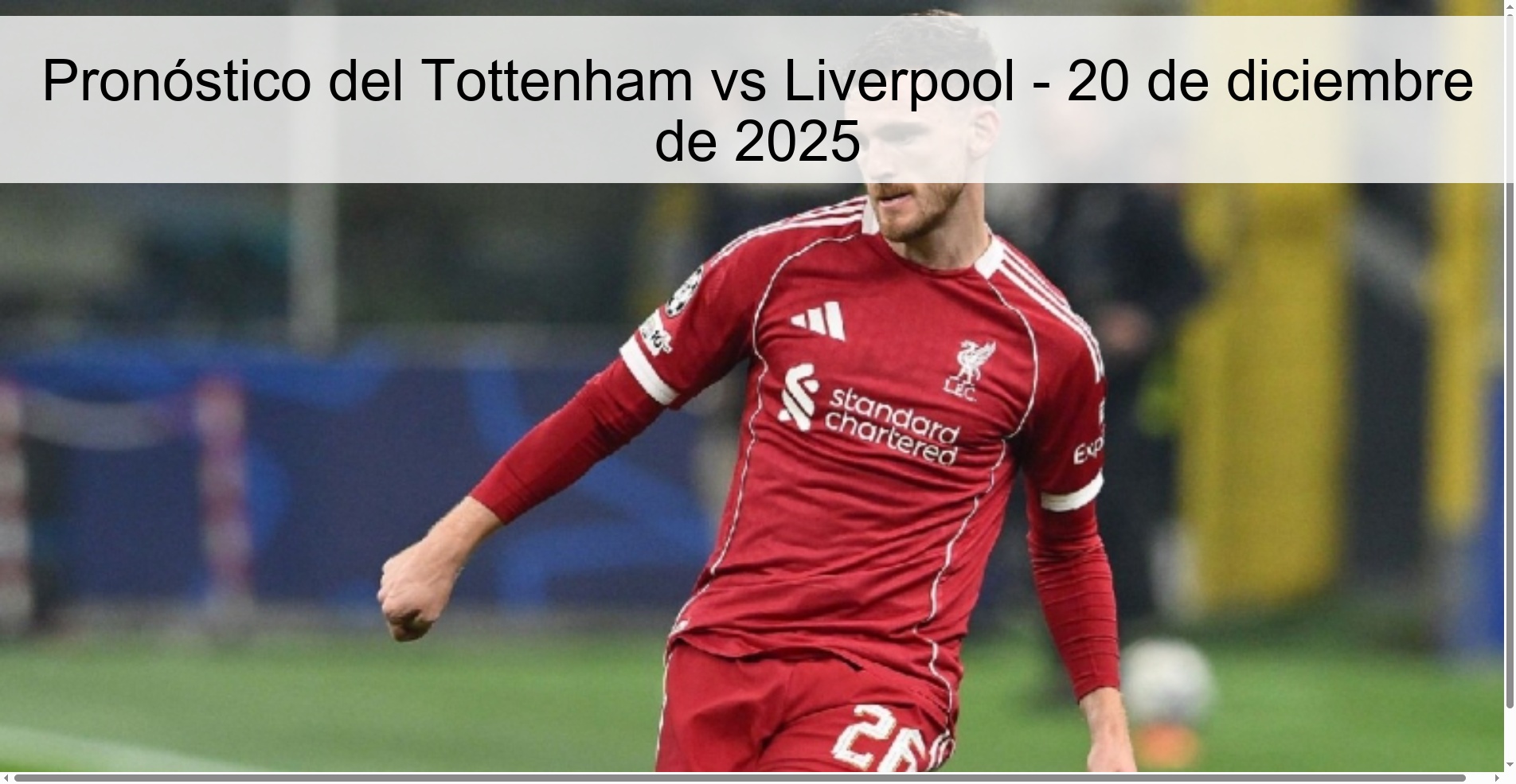 Tottenham vs Liverpool Prediction – December 20, 2025