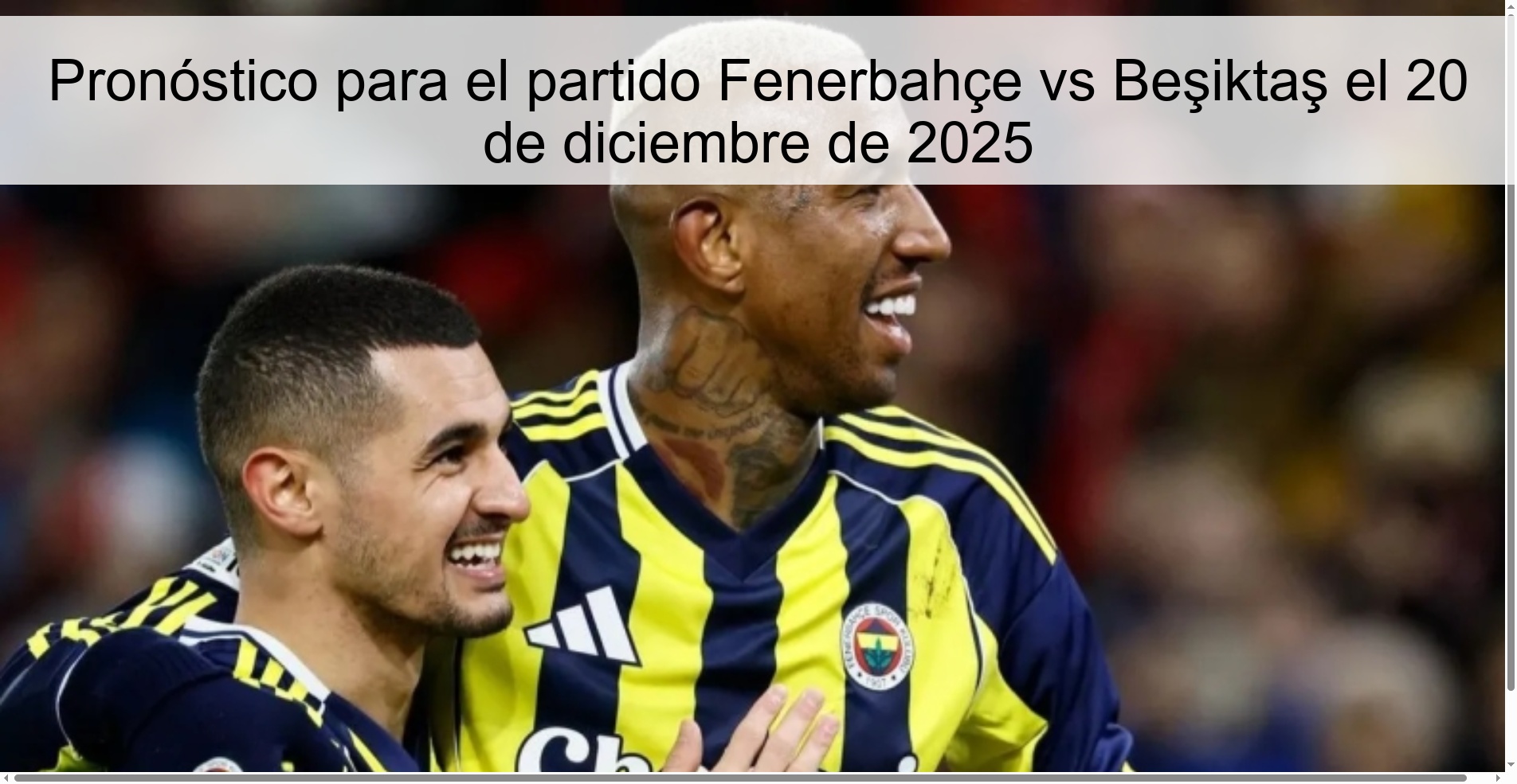 Prediction for the match Fenerbahçe vs Beşiktaş on December 20, 2025