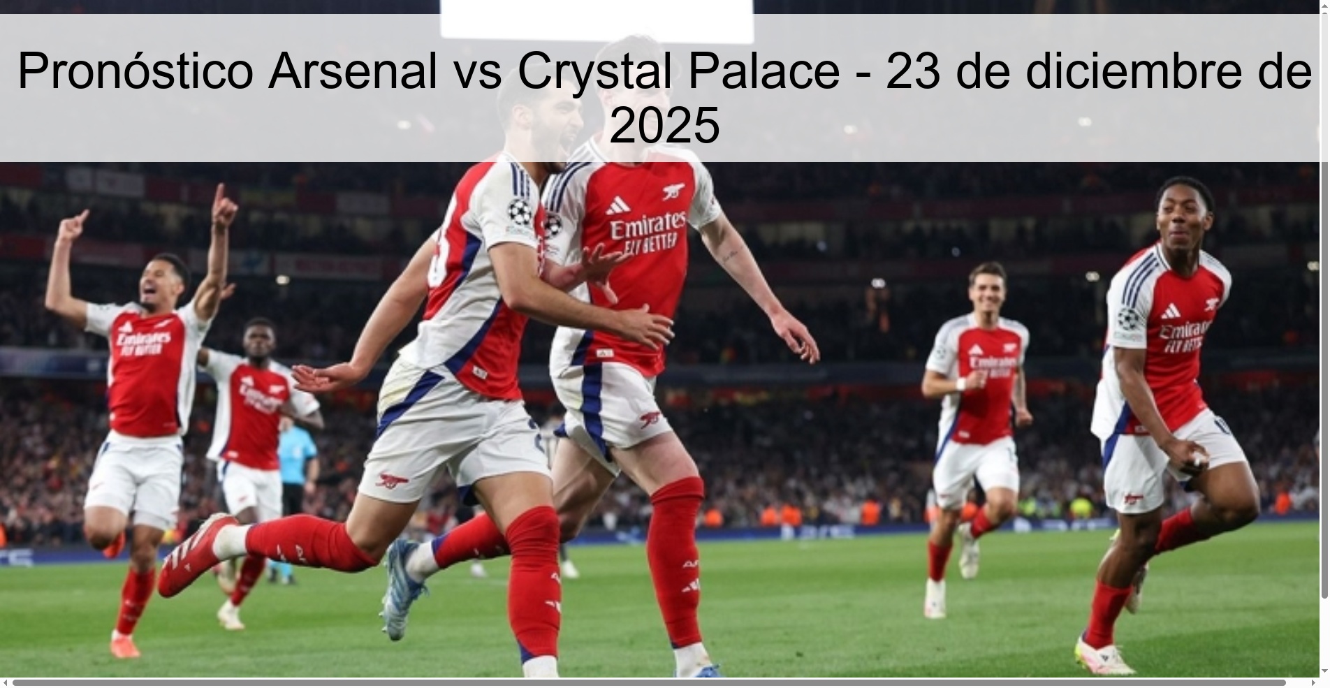 Pronóstico Arsenal vs Crystal Palace - 23 de diciembre de 2025