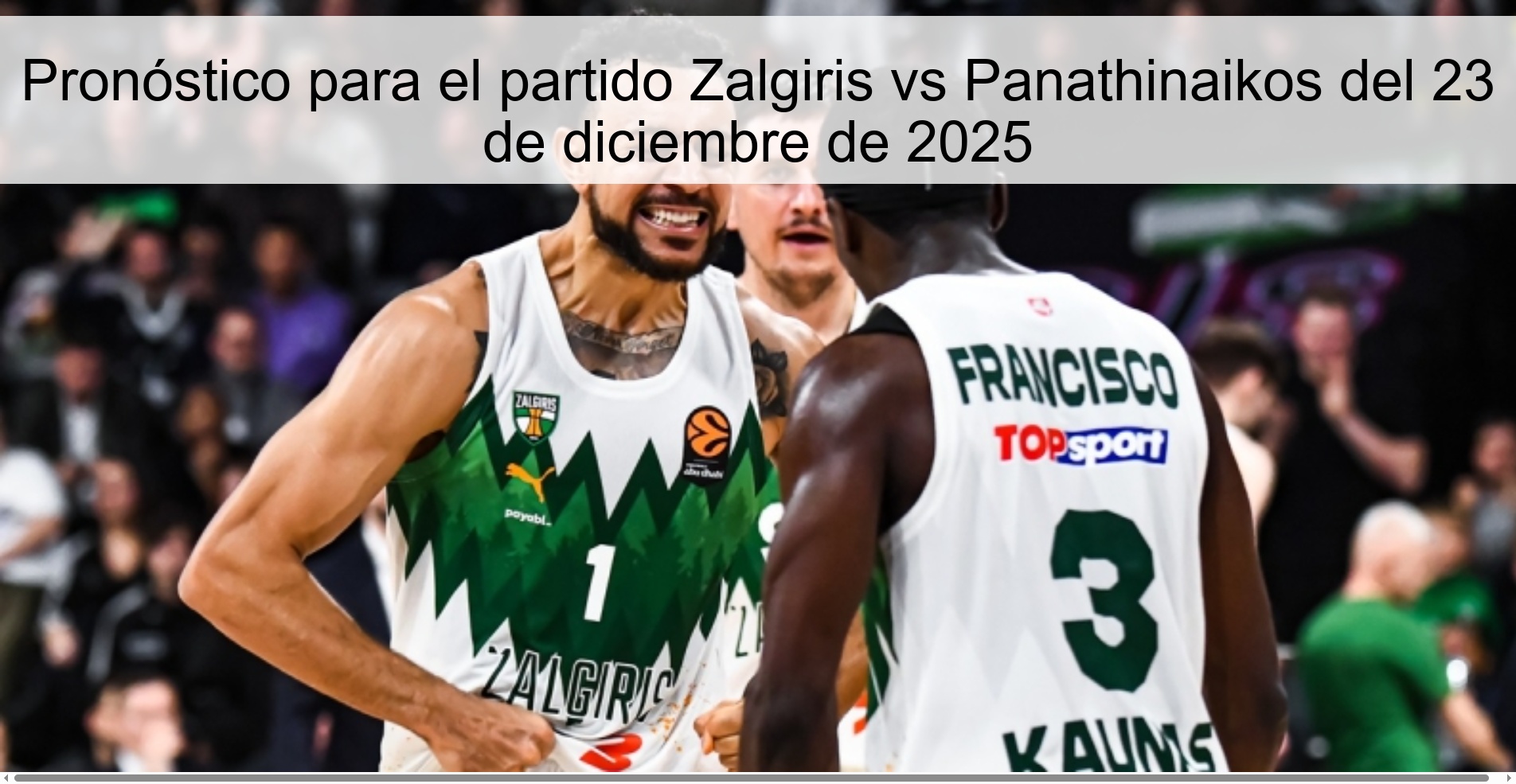 Prediction for the match Zalgiris vs Panathinaikos on December 23, 2025