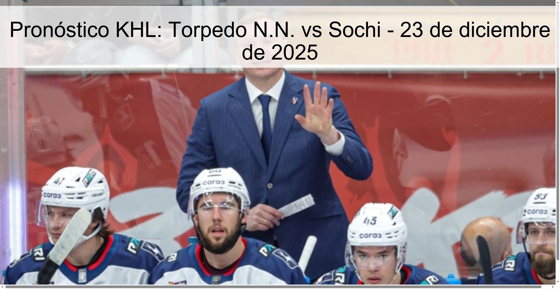 Pronóstico KHL: Torpedo N.N. vs Sochi - 23 de diciembre de 2025 Pronóstico KHL: Torpedo N.N. vs Sochi - 23 de diciembre de 2025