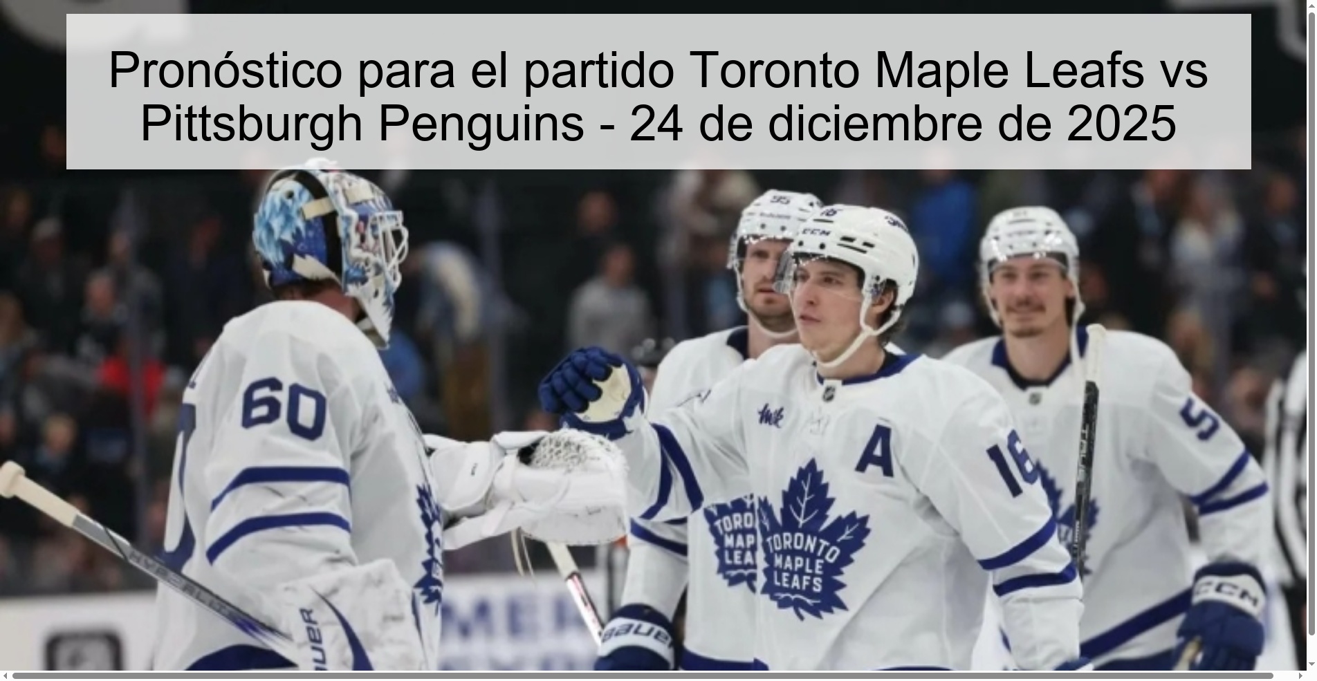 Prediction for the match Toronto Maple Leafs vs Pittsburgh Penguins - December 24, 2025