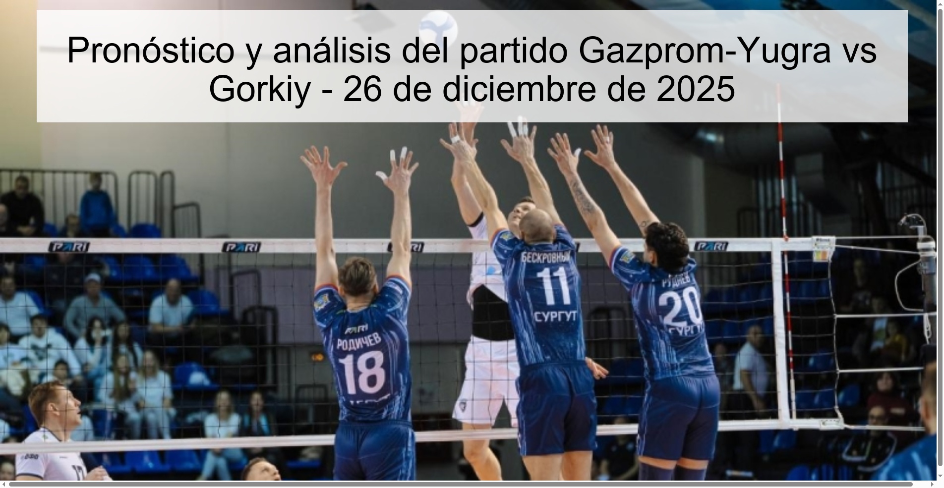 Gazprom-Yugra vs Gorkiy match prediction and analysis - December 26, 2025