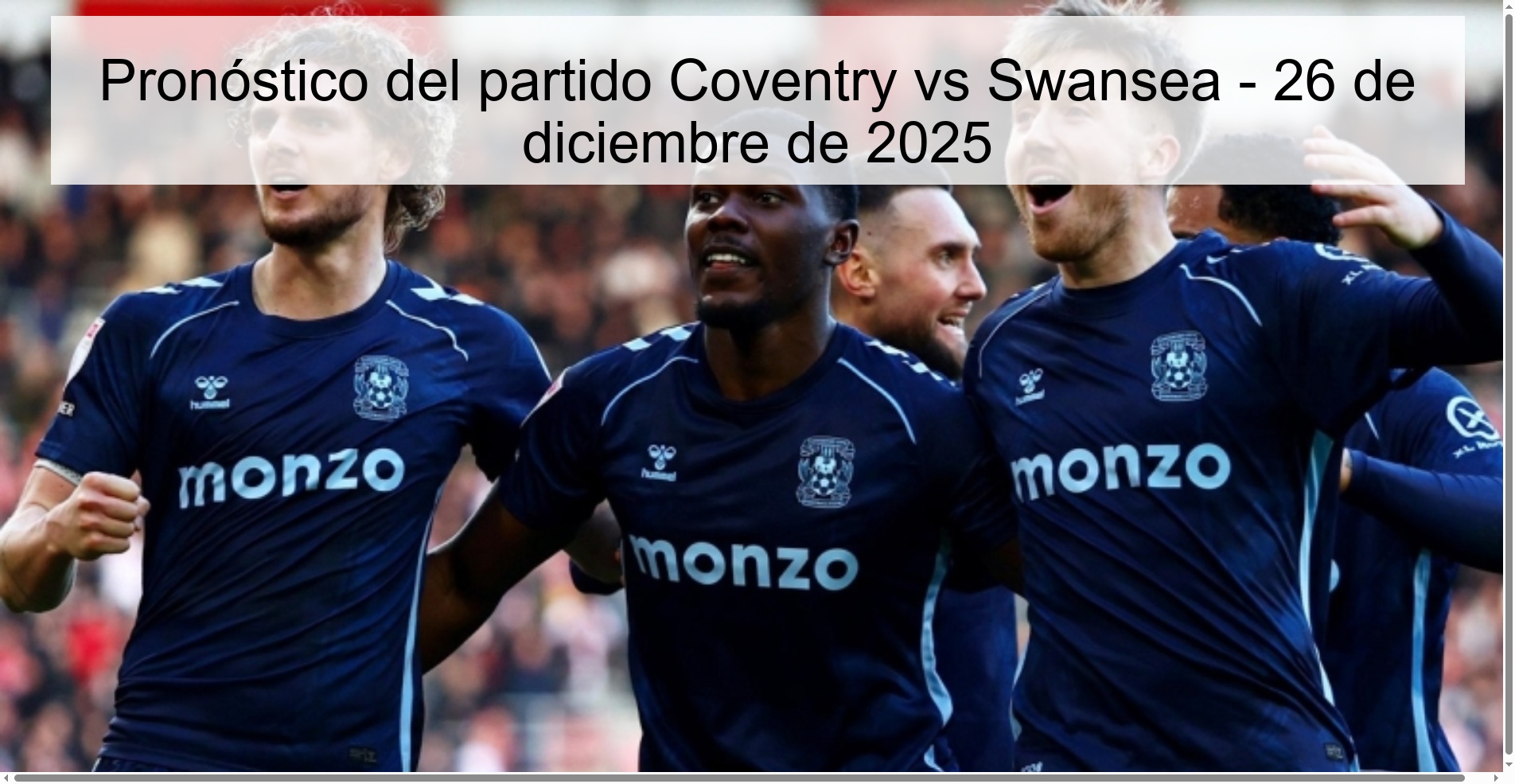 Pronóstico del partido Coventry vs Swansea - 26 de diciembre de 2025