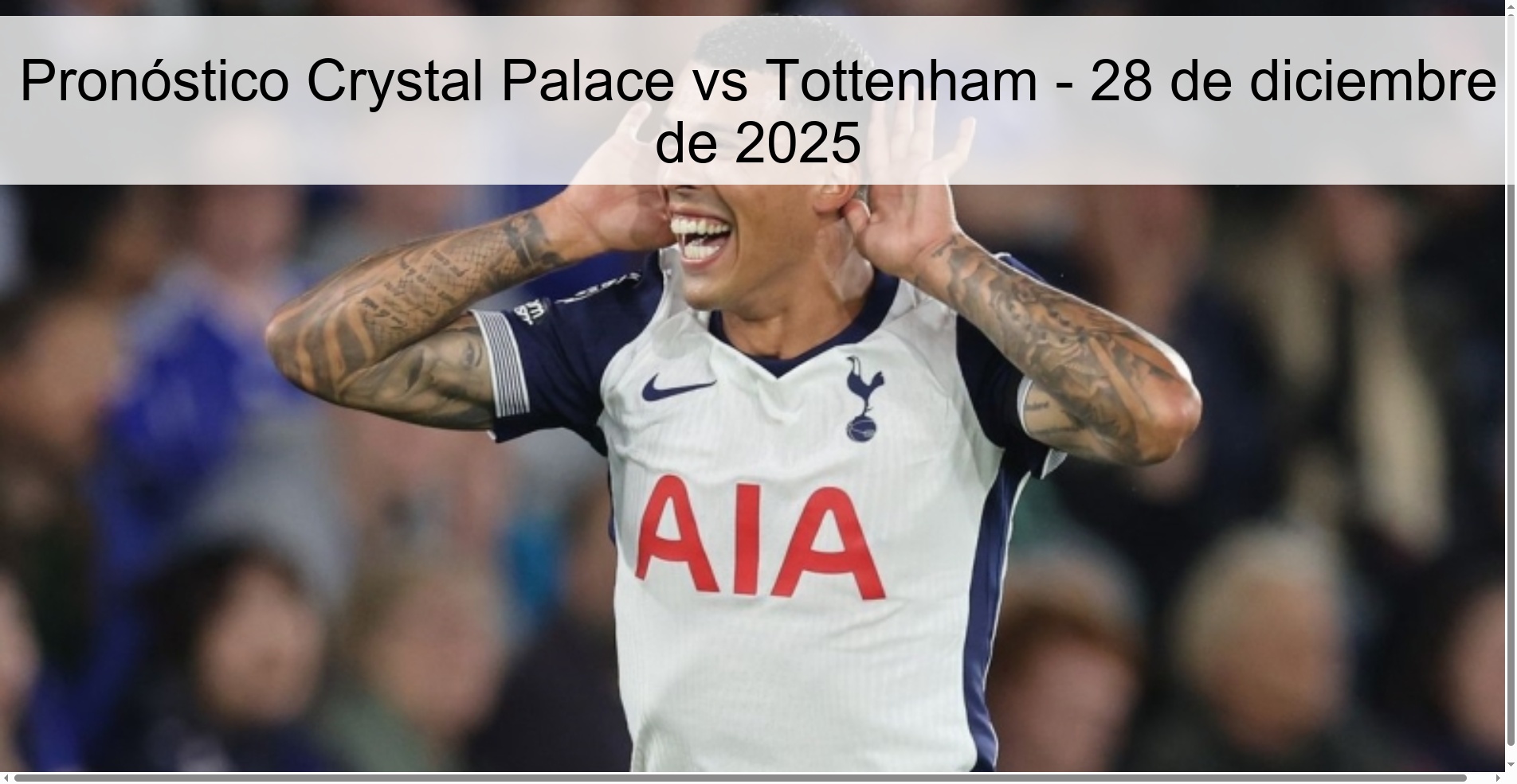 Crystal Palace vs Tottenham Prediction – December 28, 2025