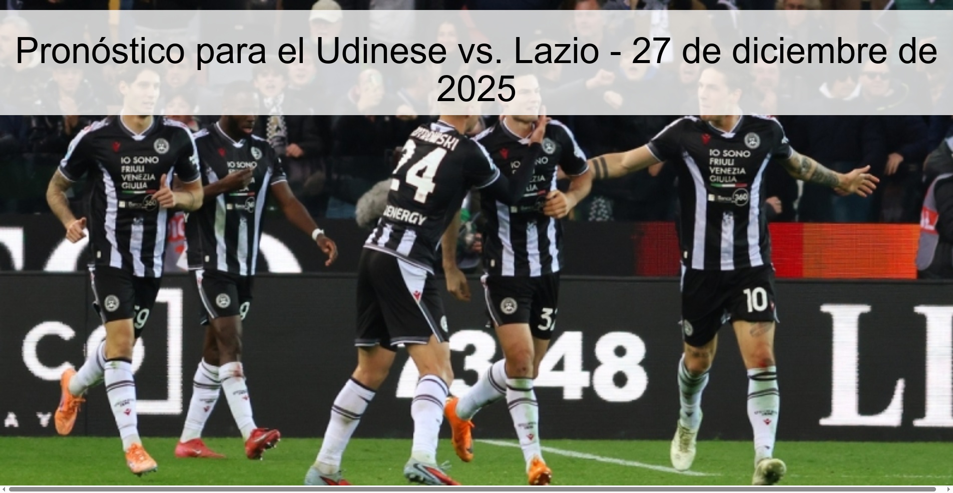 Pronóstico para el Udinese vs. Lazio - 27 de diciembre de 2025
