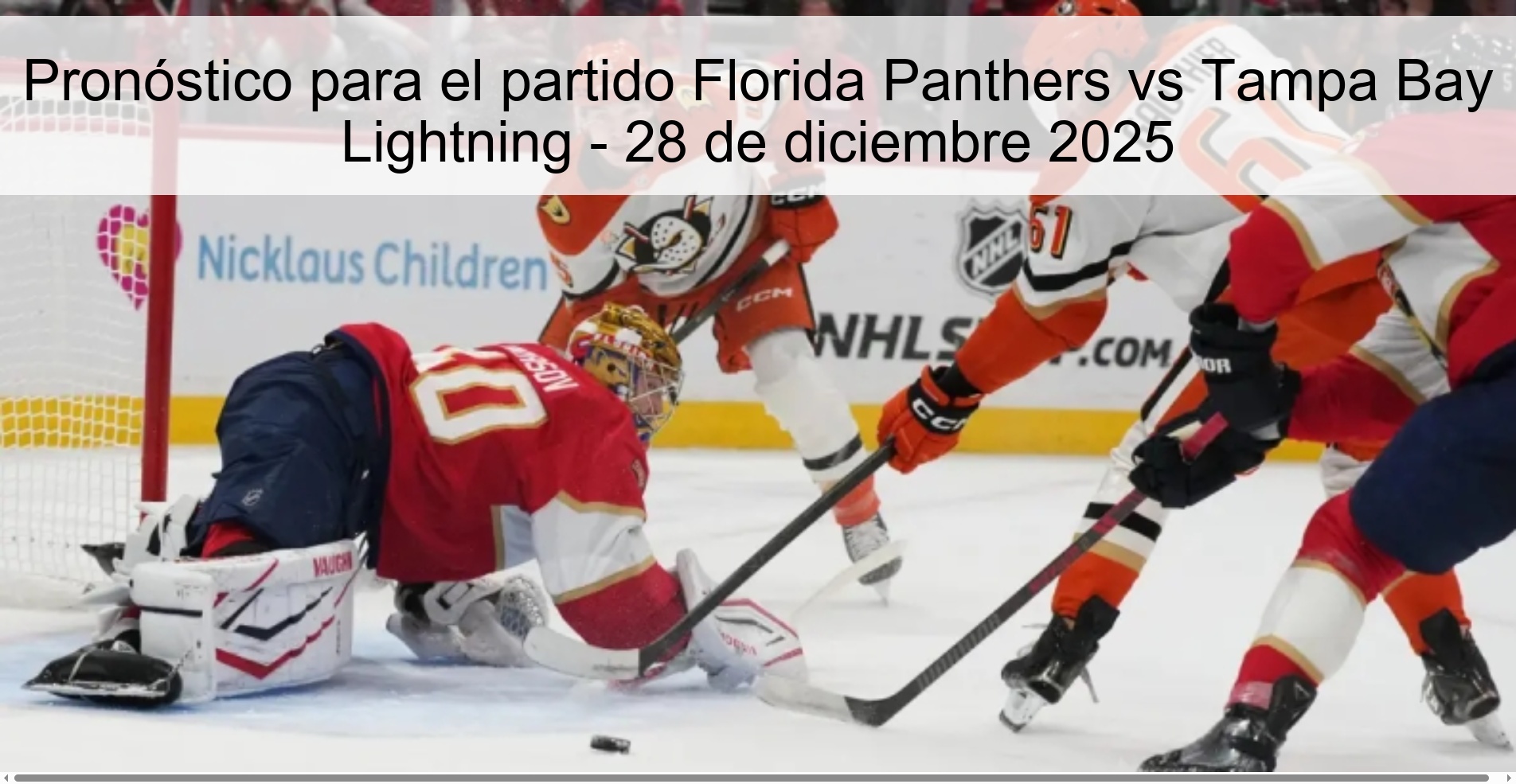 Pronóstico para el partido Florida Panthers vs Tampa Bay Lightning - 28 de diciembre 2025