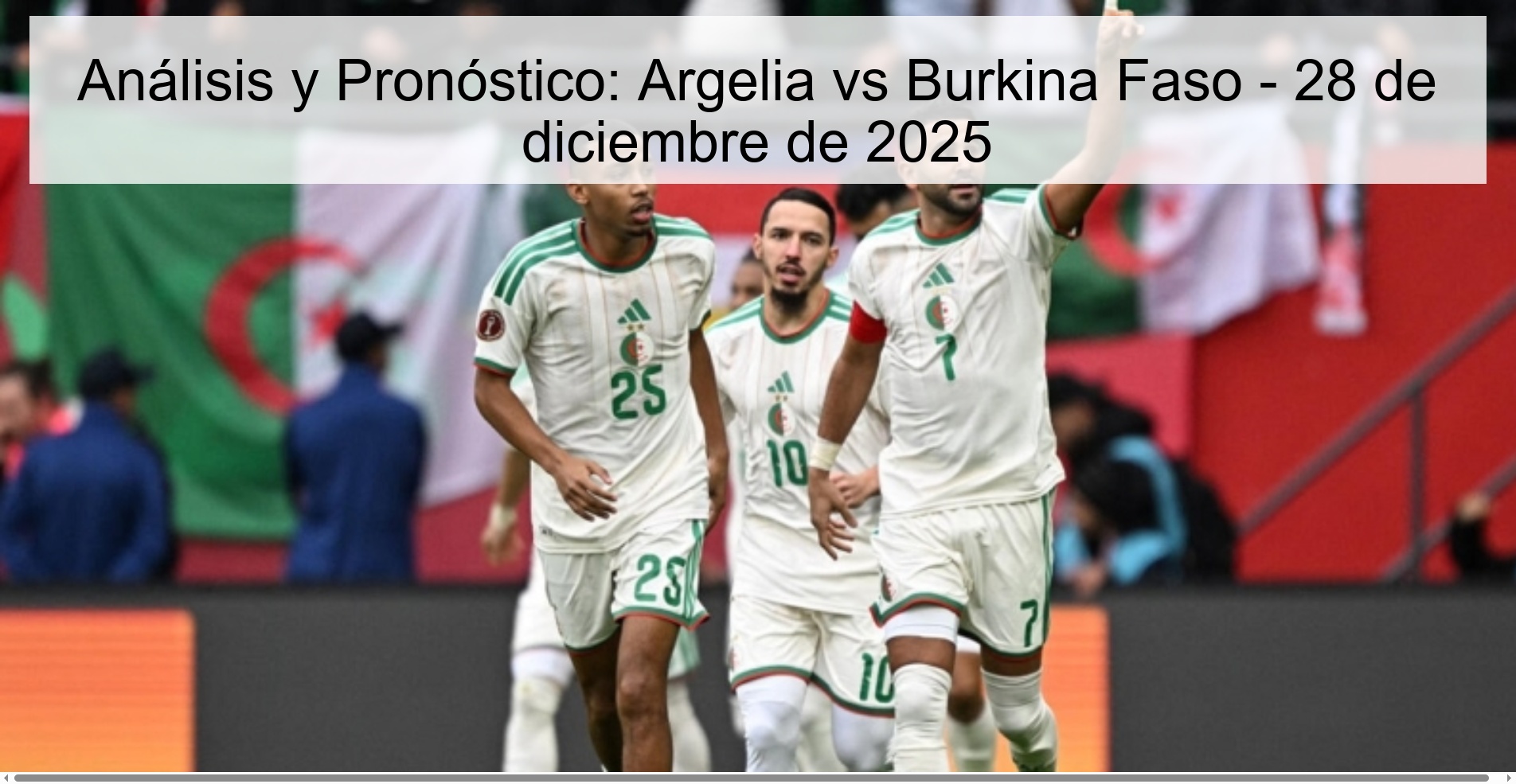 Analysis and Prediction: Algeria vs Burkina Faso - December 28, 2025