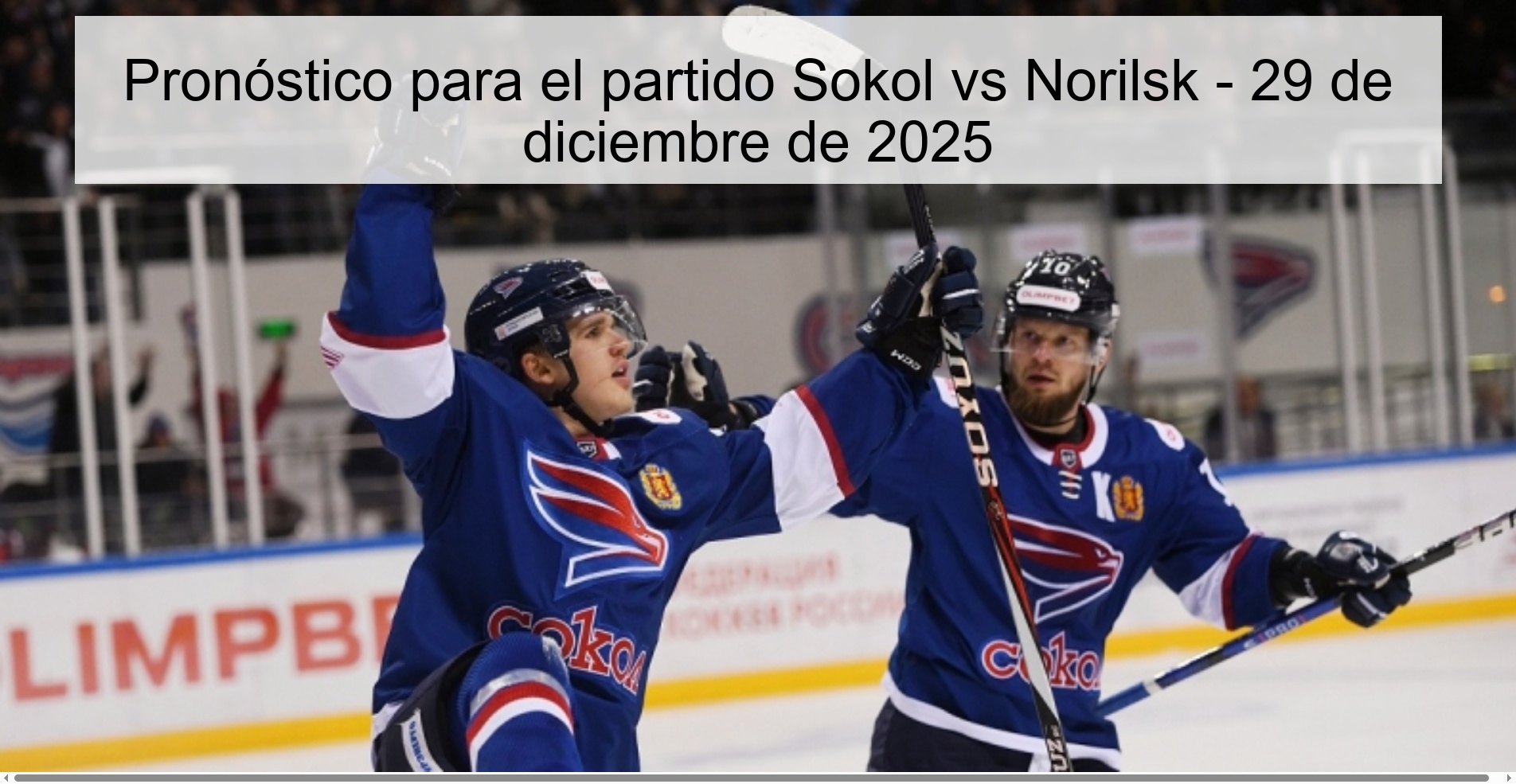 Prediction for the match Sokol vs Norilsk - December 29, 2025