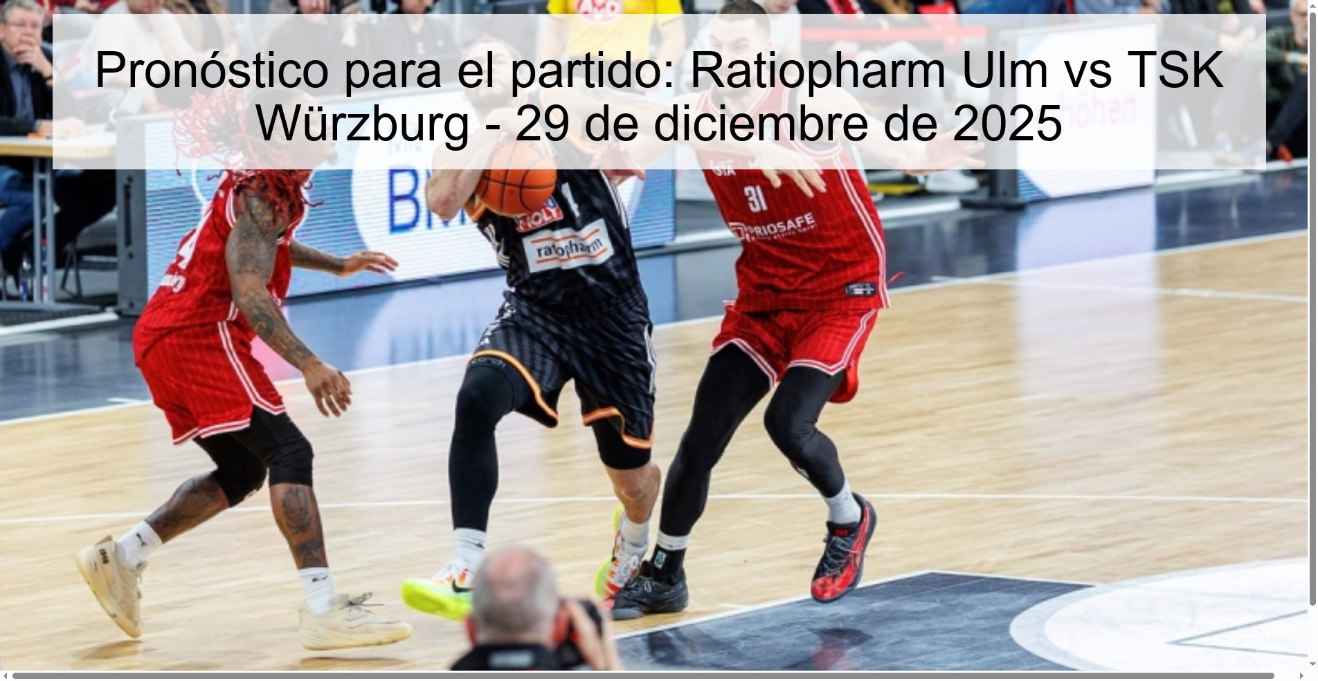 Prediction for the match: Ratiopharm Ulm vs TSK Würzburg - December 29, 2025