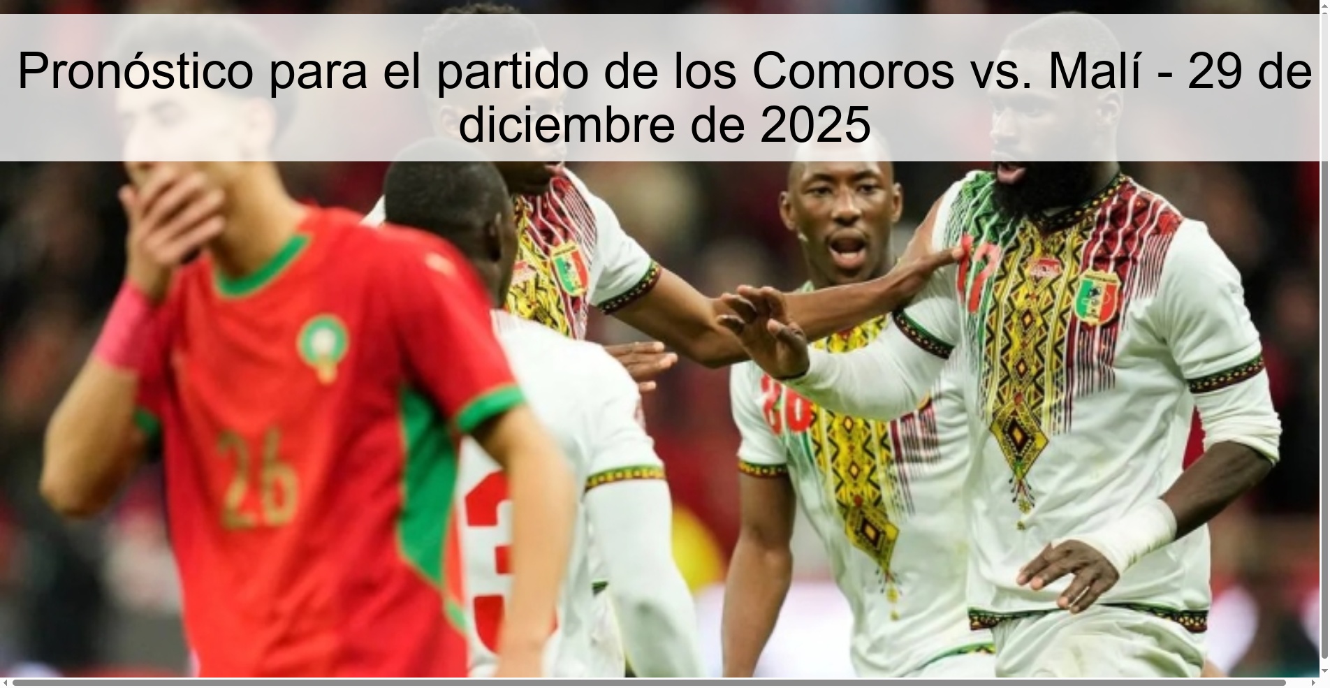 Prediction for the Comoros vs. Comoros match Mali - December 29, 2025