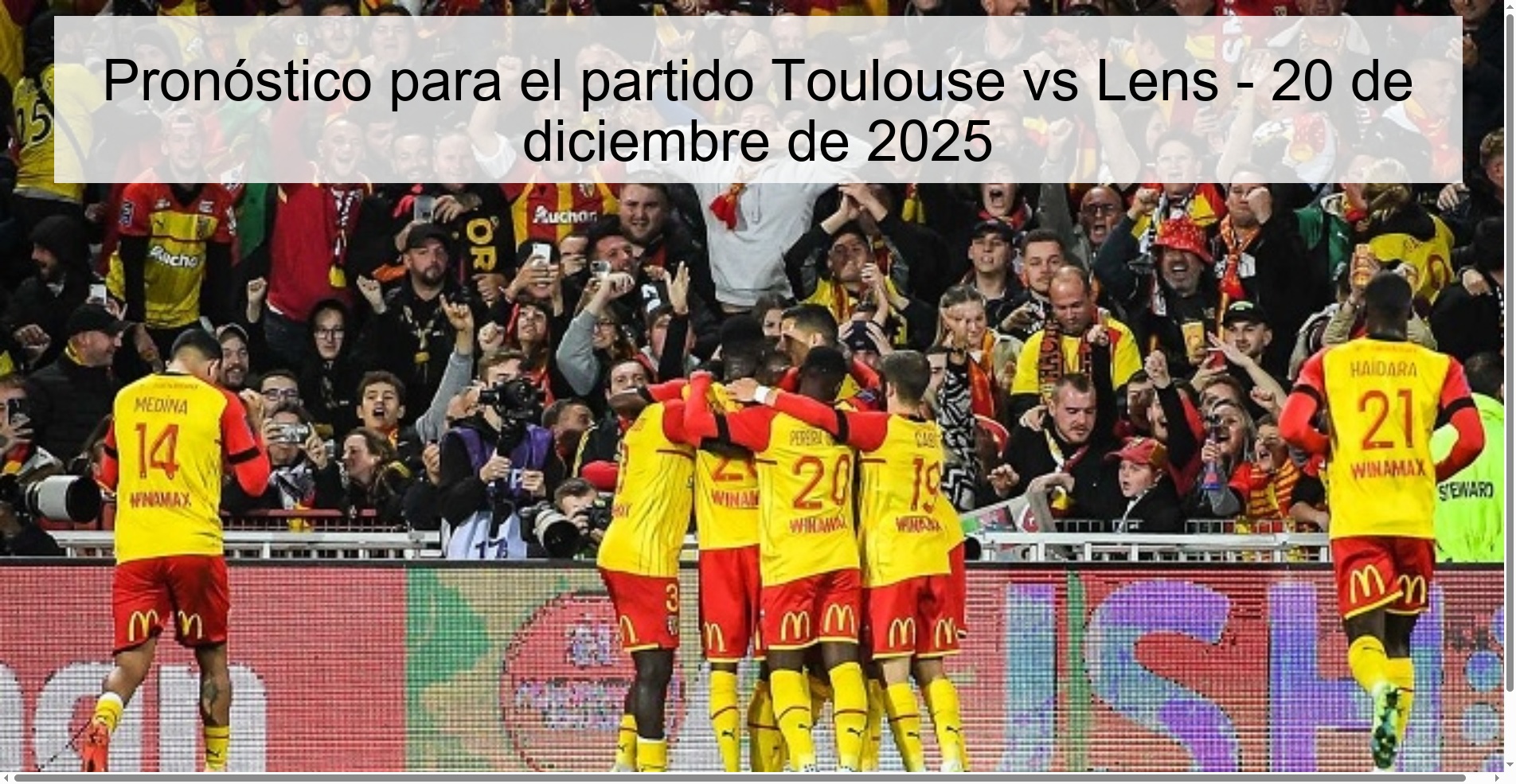 Prediction for the match Toulouse vs Lens - December 20, 2025