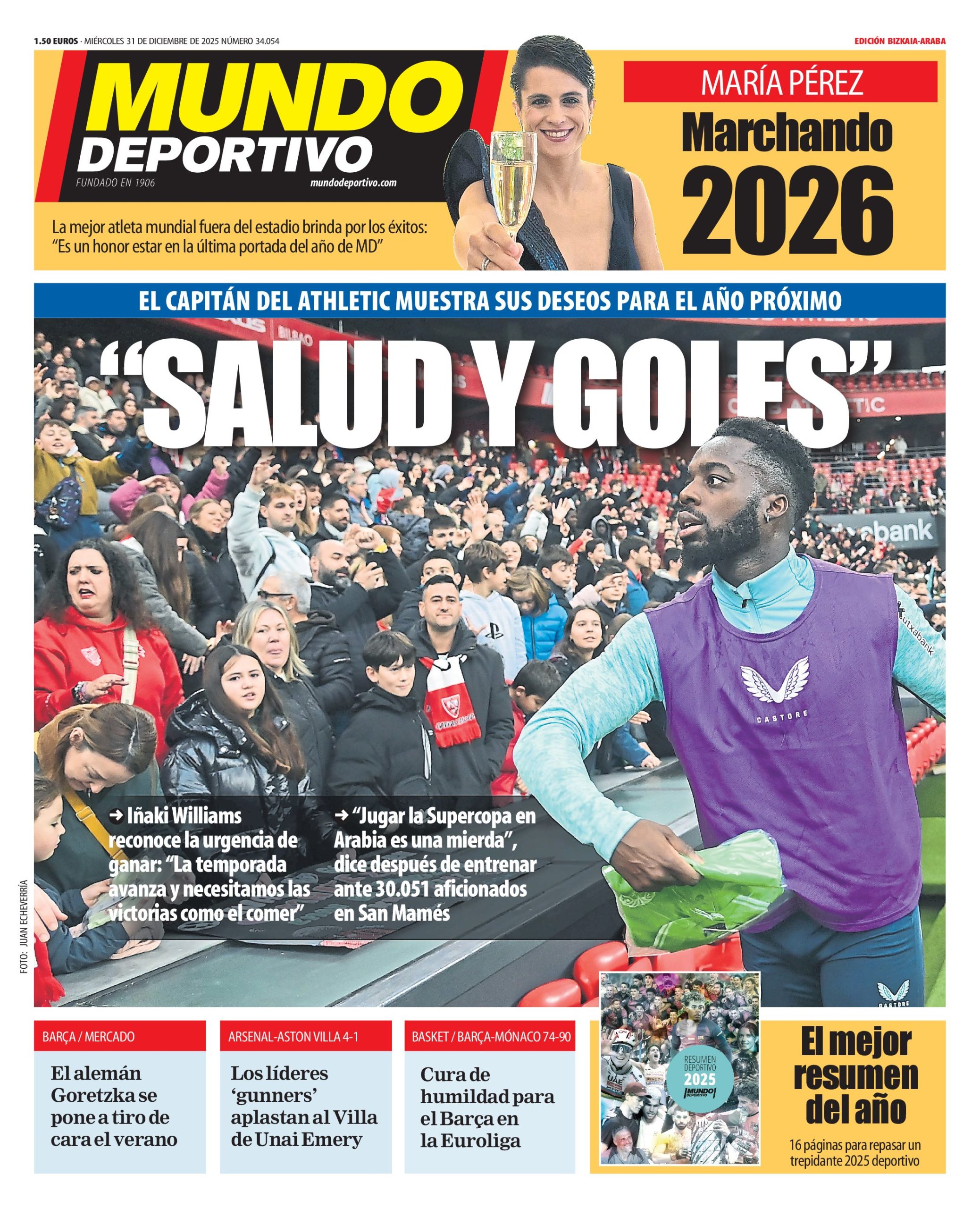 More than 30,000 fans in San Mamés: A historic training session that marks the beginning of the new year