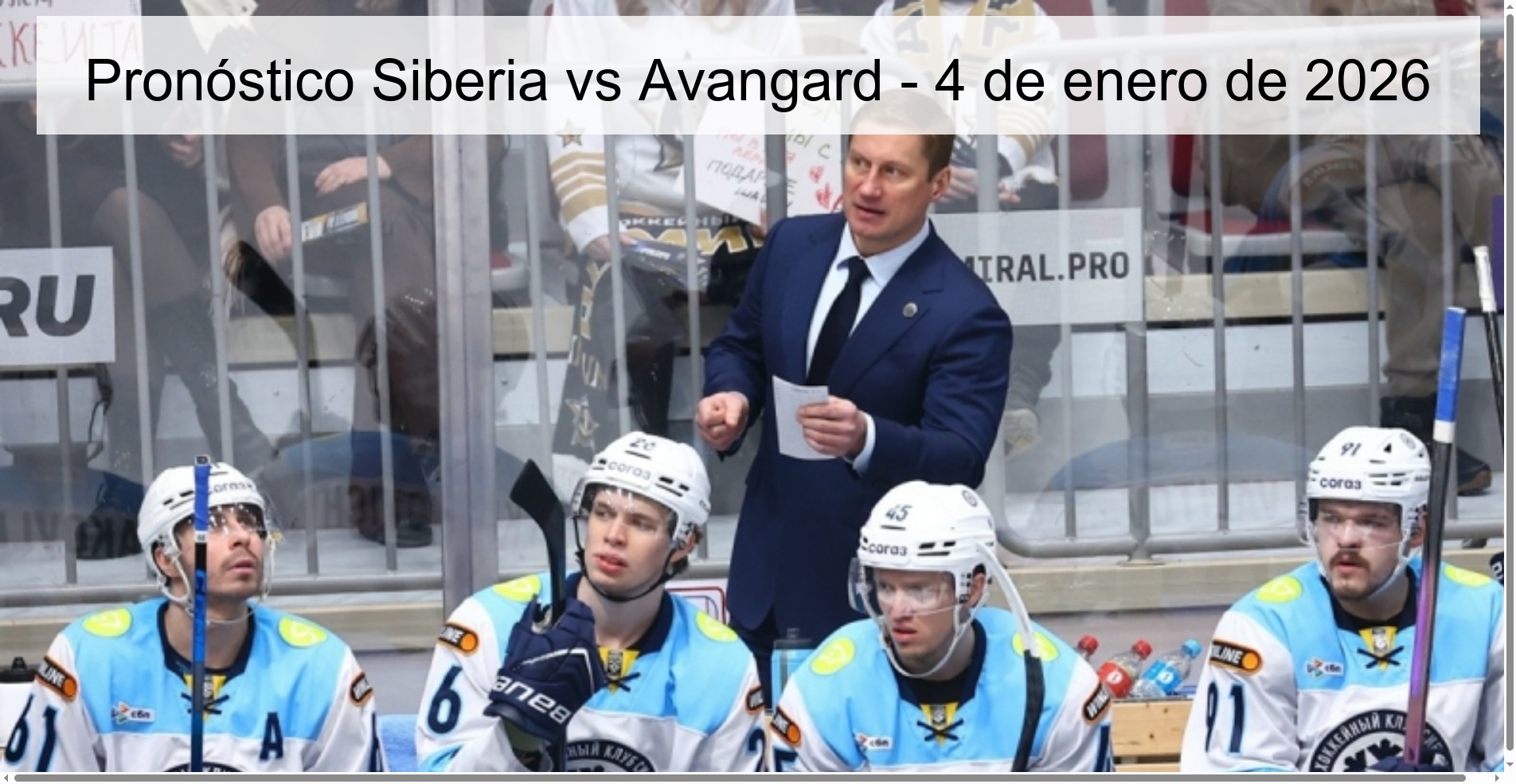 Pronóstico Siberia vs Avangard - 4 de enero de 2026