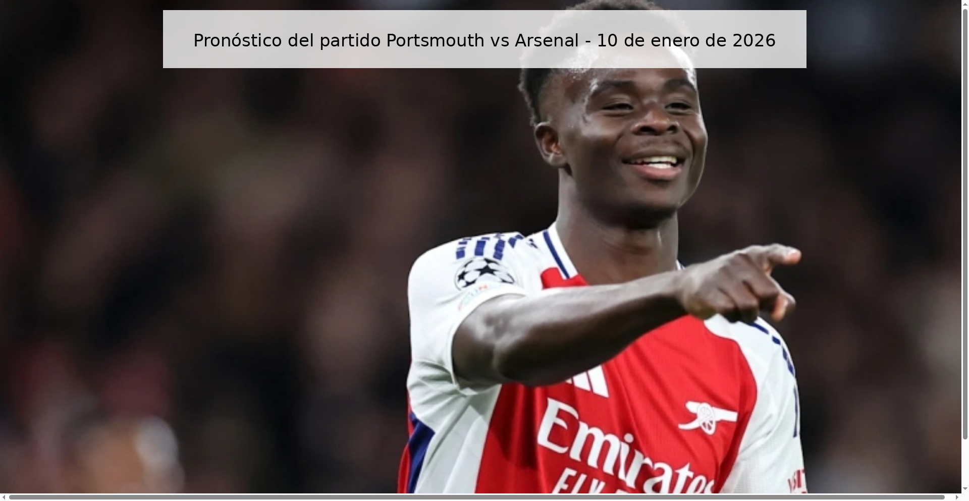 Portsmouth vs Arsenal Prediction – January 10, 2026