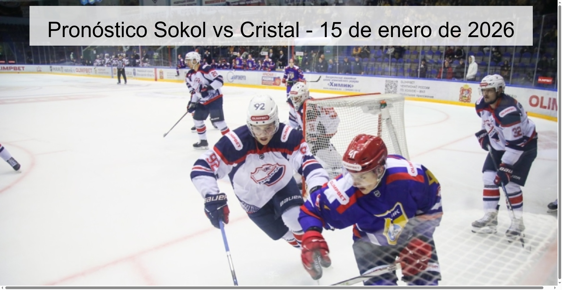 Pronóstico Sokol vs Cristal - 15 de enero de 2026