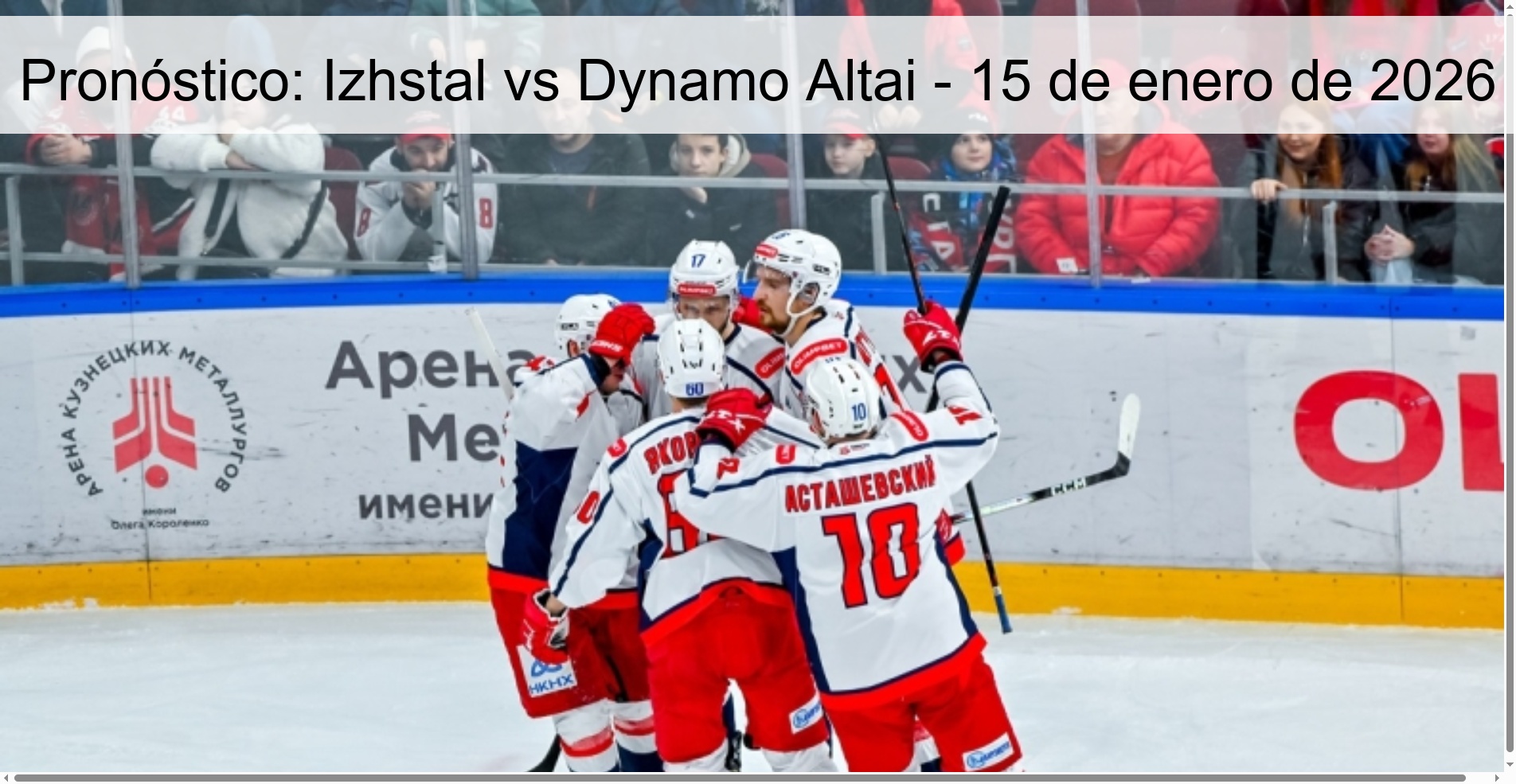 Prediction: Izhstal vs Dynamo Altai – January 15, 2026